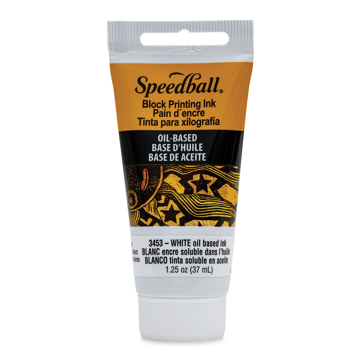 Speedball Oil Base Block Printing Ink - White, 1.25 oz - front