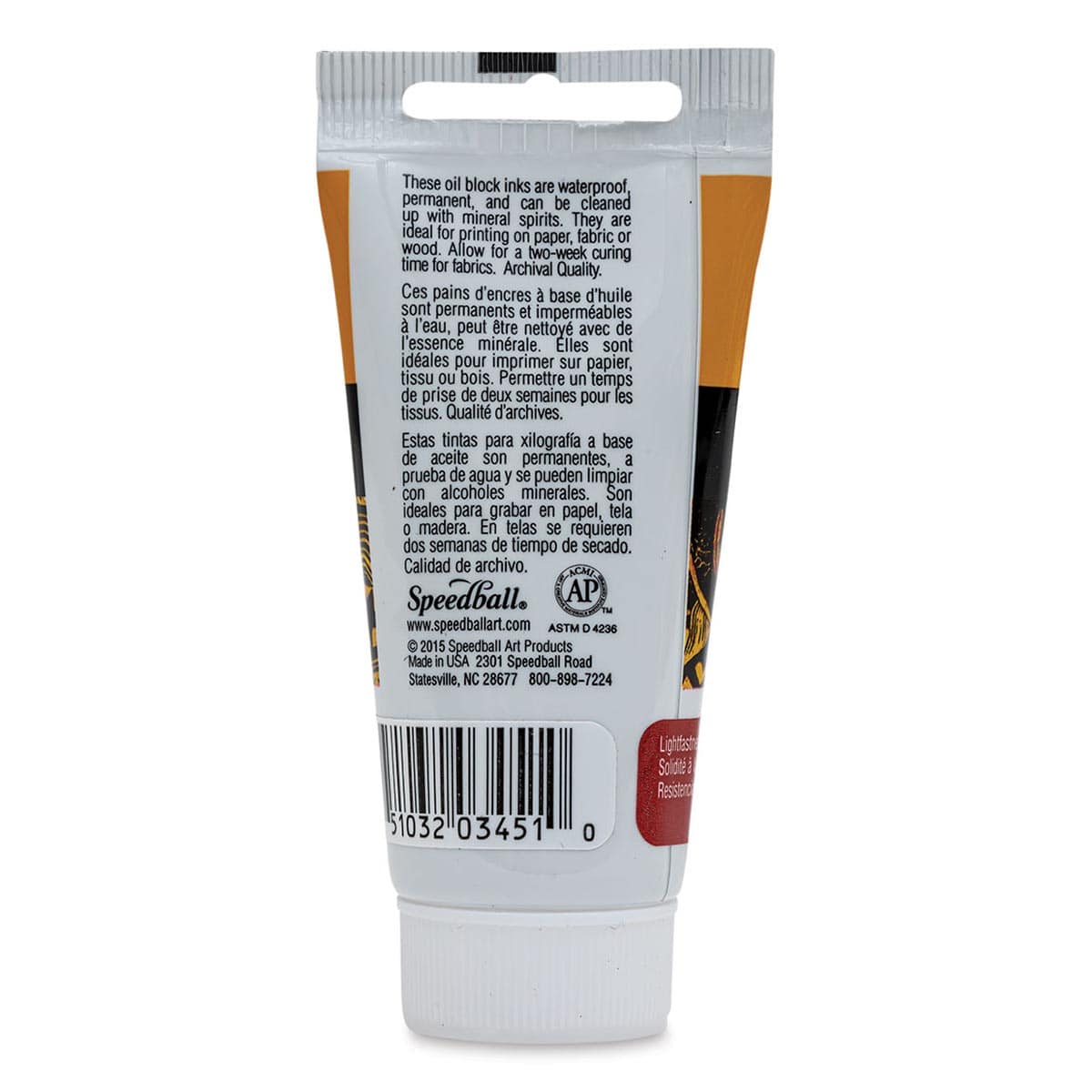 Speedball Oil Base Block Printing Ink - Red, 1.25 oz - back