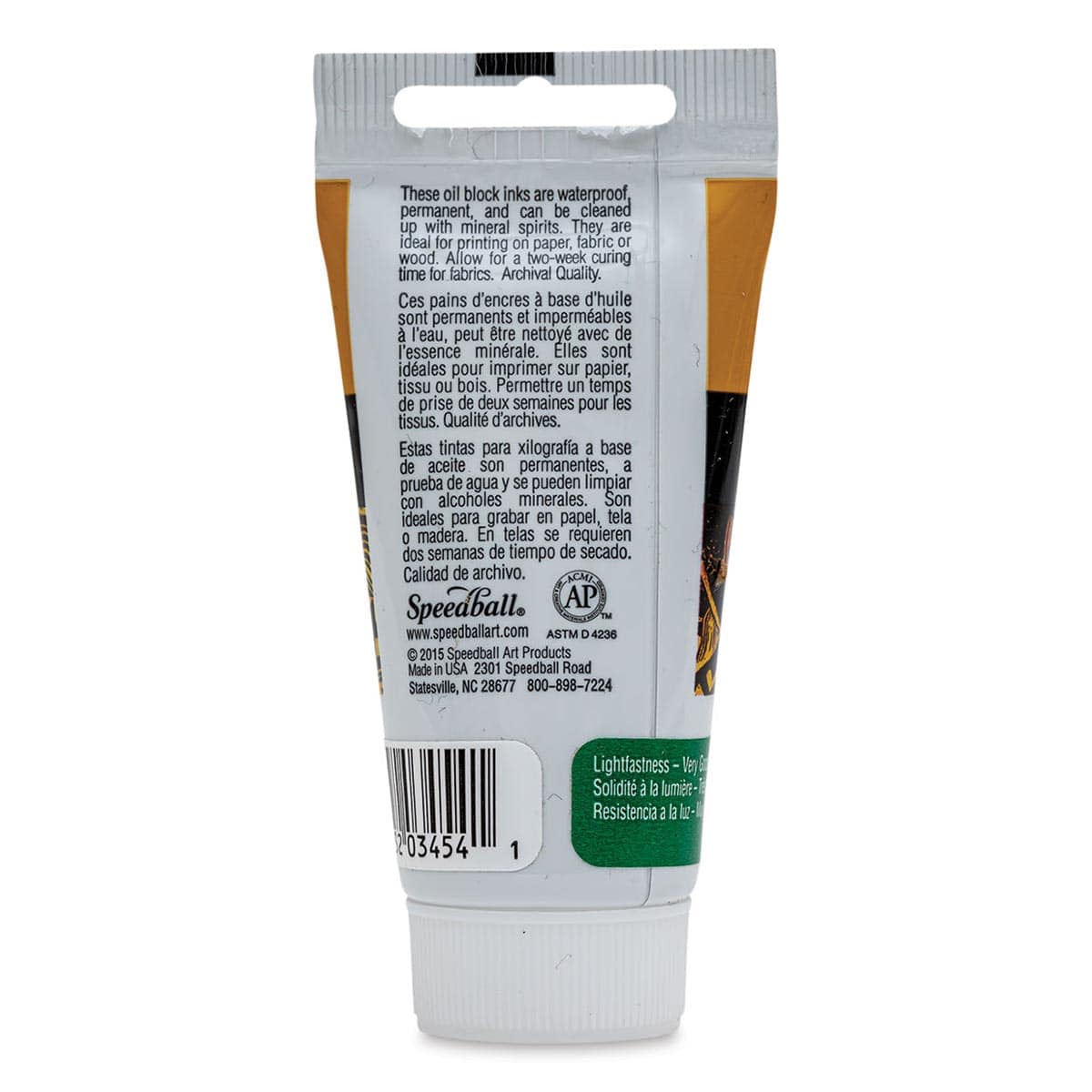 Speedball Oil Base Block Printing Ink - Green, 1.25 oz - back