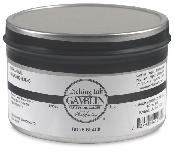Gamblin Etching Inks - Front view of Bone Black Tin Gamblin Etching Inks - Front view of Bone Black Tin