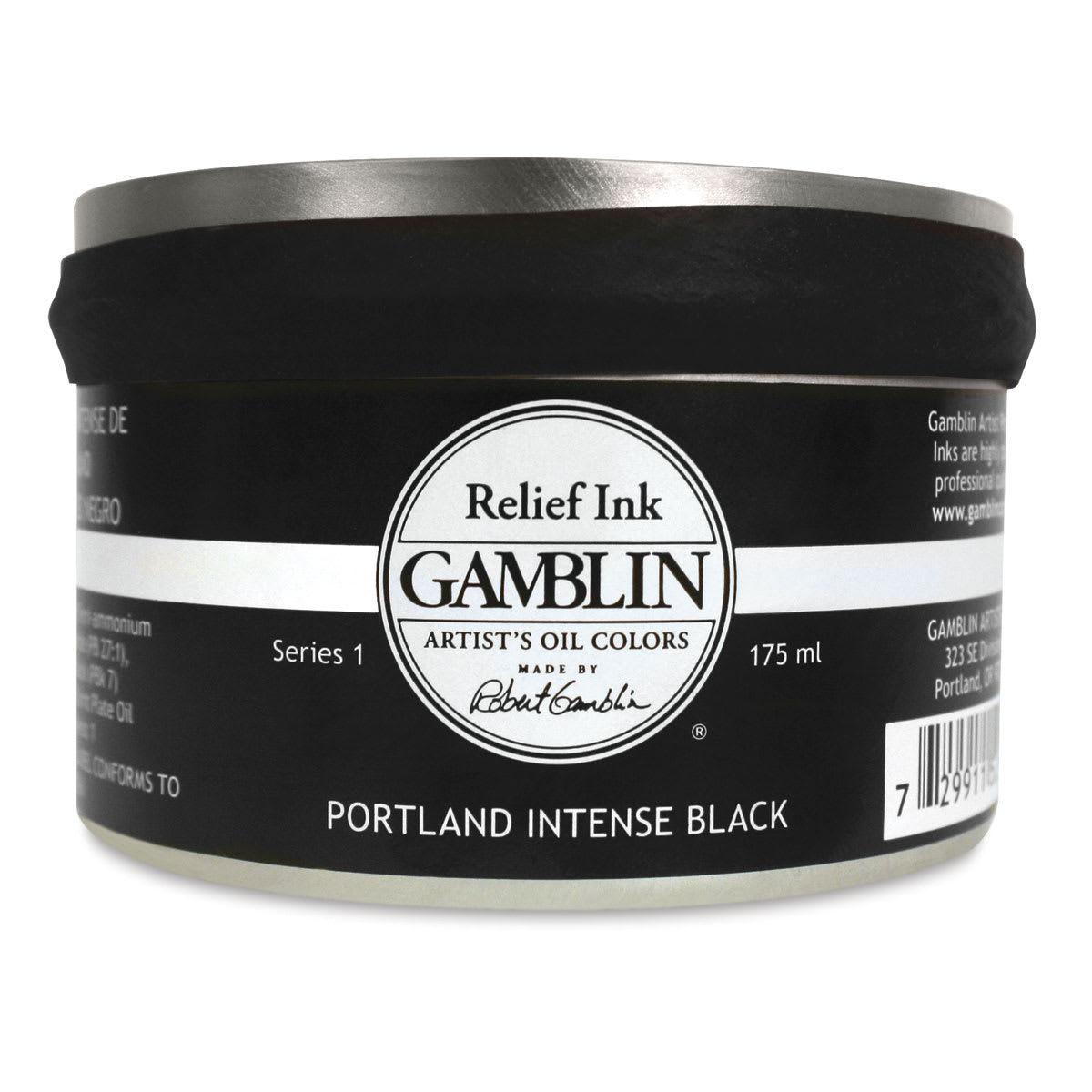 Gamblin Artist's Colors Relief Ink - Portland Intense Black, 175 ml