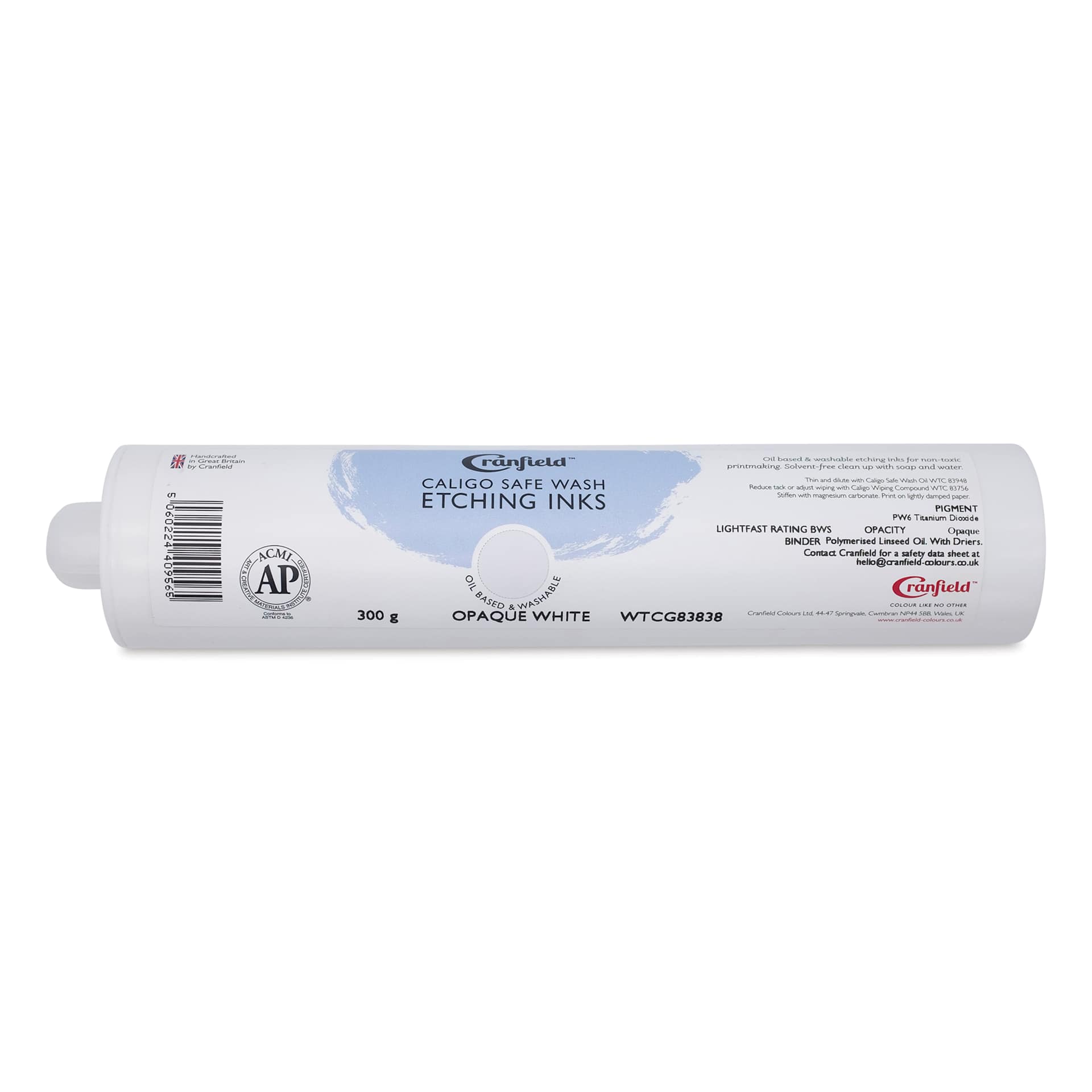 Cranfield Caligo Safe Wash Etching Ink Cartridge - Opaque White, 300 g