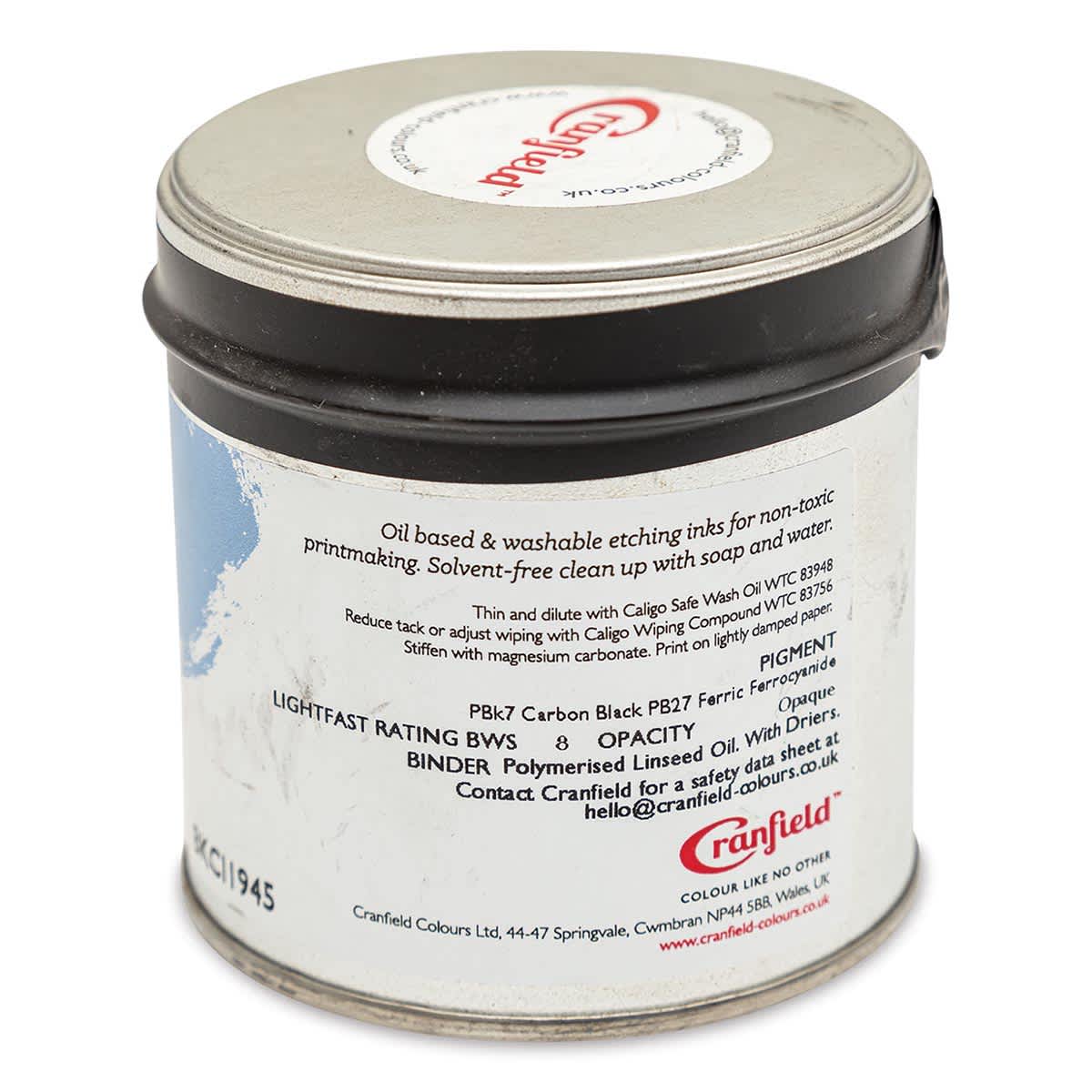 Cranfield Caligo Safe Wash Etching Ink - Blue Black, 250 g Can - back