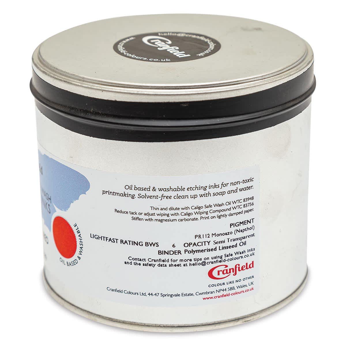 Cranfield Caligo Safe Wash Etching Ink - Napthol Red, 500 g Can - back