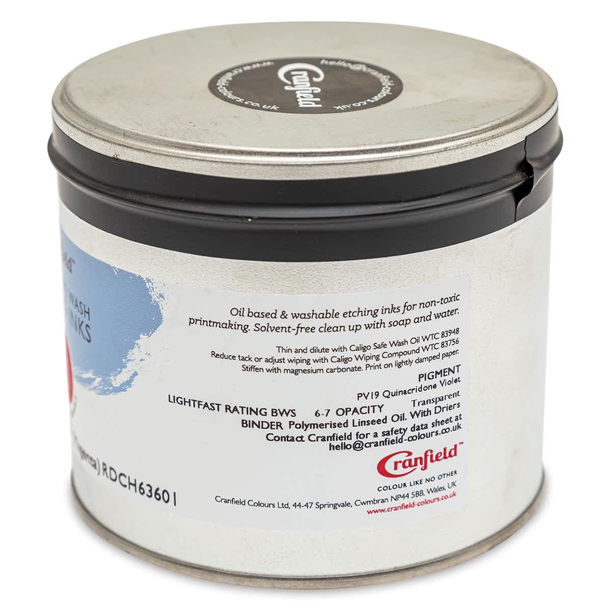 Cranfield Caligo Safe Wash Etching Ink - Process Red (Magenta), 500 g Can - back