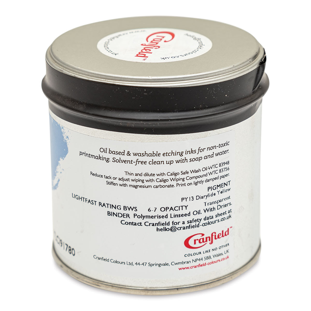 Cranfield Caligo Safe Wash Etching Ink - Diarylide Yellow, 250 g Can - back