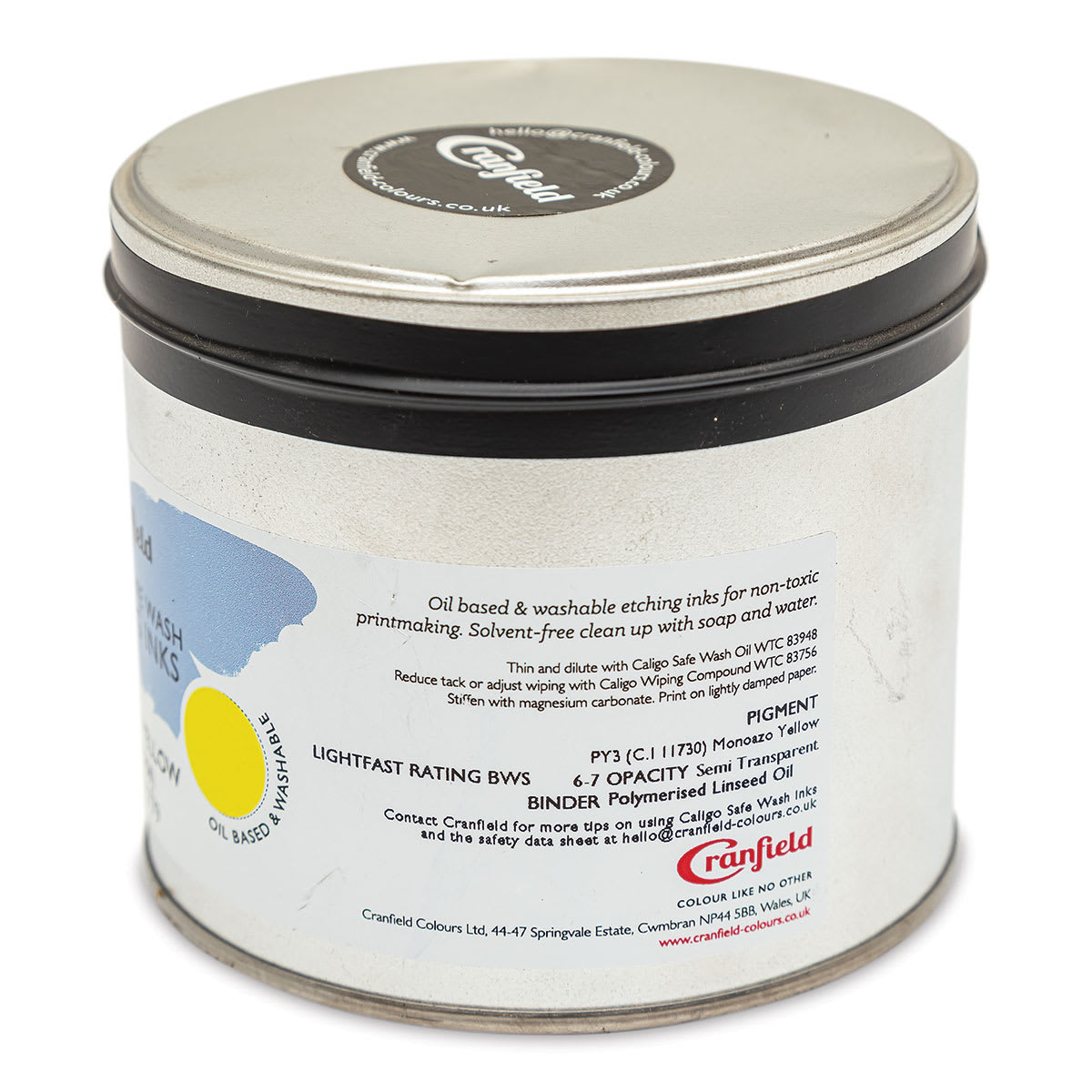 Cranfield Caligo Safe Wash Etching Ink - Process Yellow (Arylide), 500 g Can - back