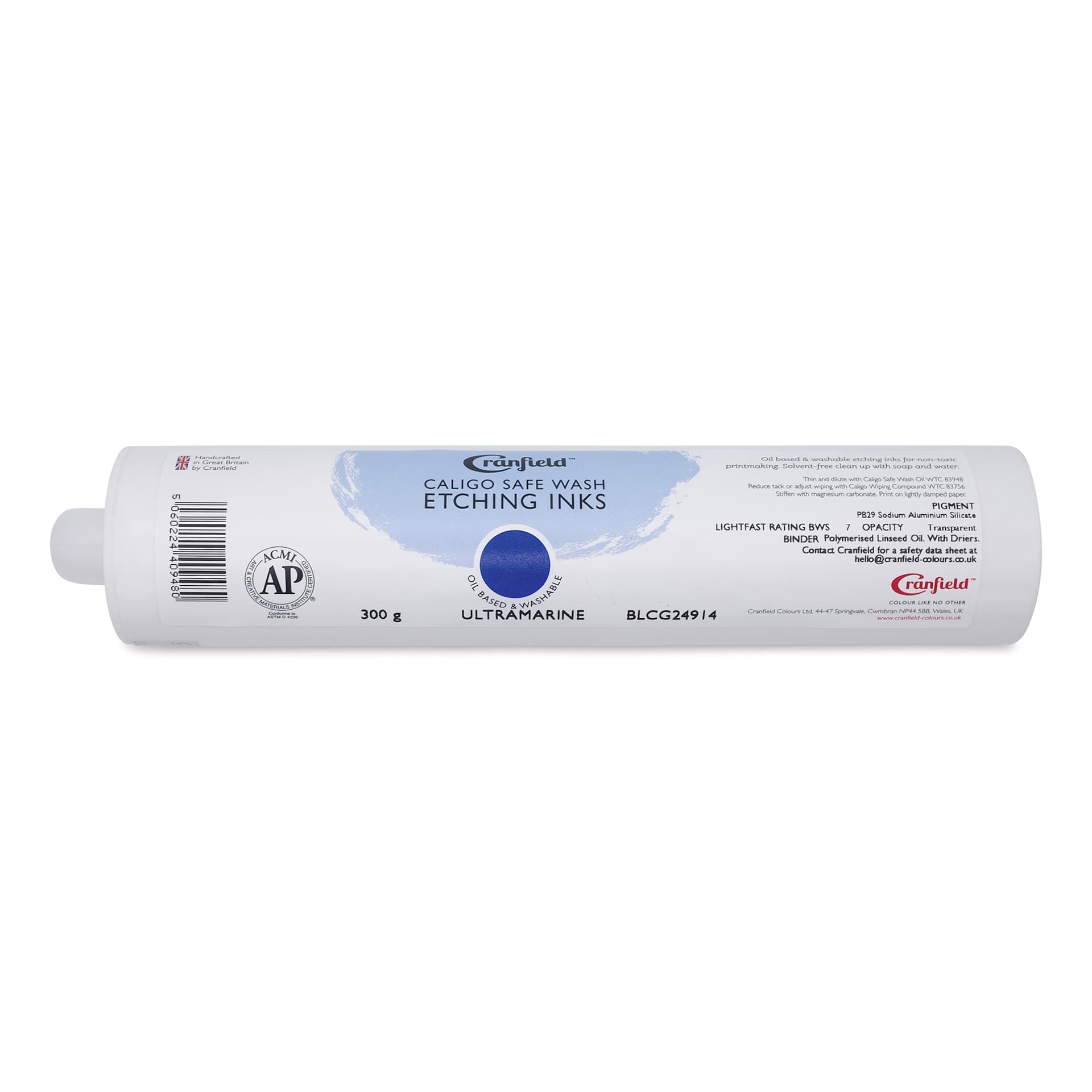 Cranfield Caligo Safe Wash Etching Ink Cartridge - Ultramarine, 300 g