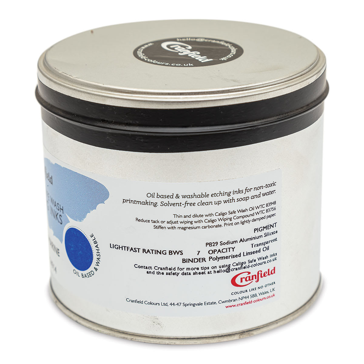 Cranfield Caligo Safe Wash Etching Ink - Ultramarine, 500 g Can - back