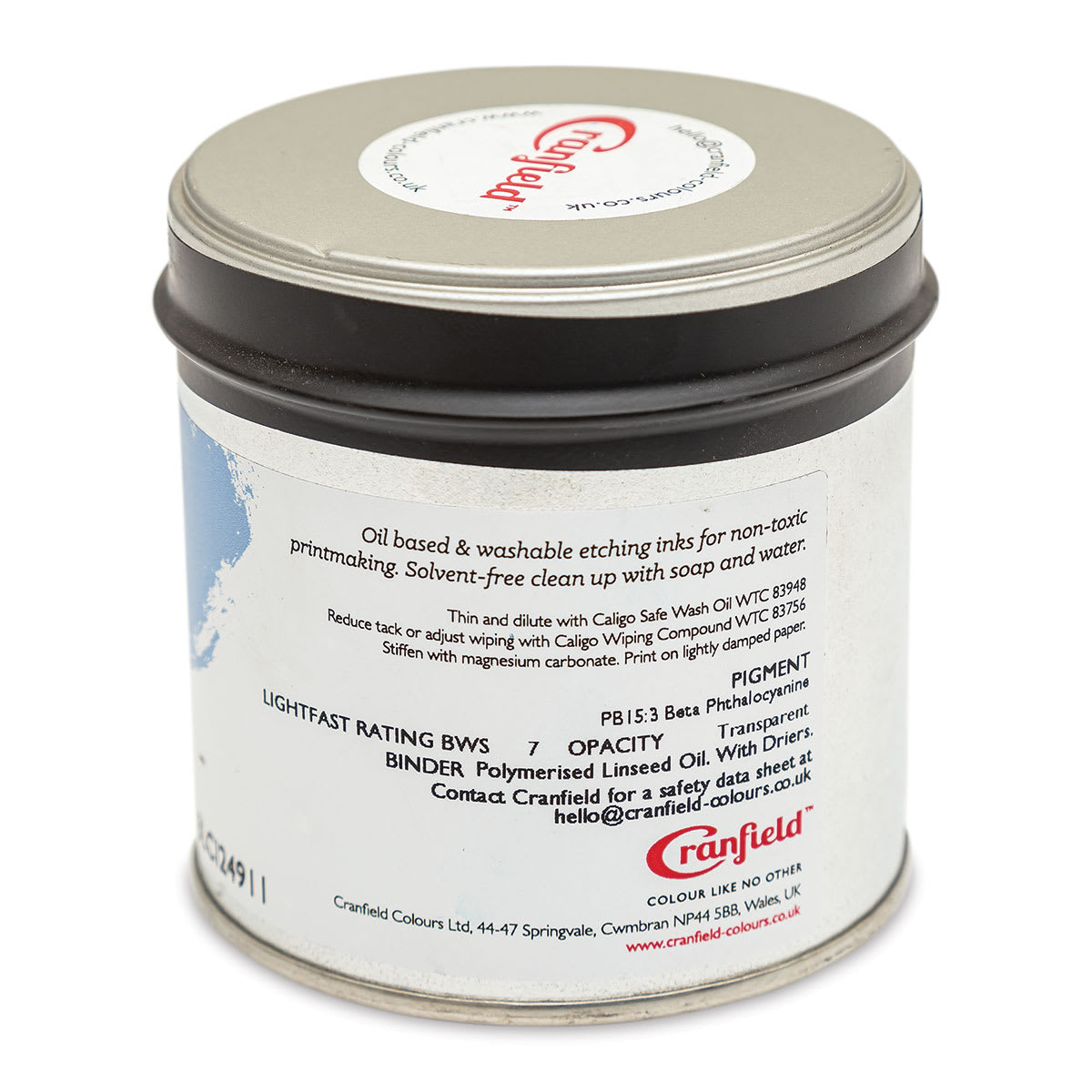 Cranfield Caligo Safe Wash Etching Ink - Process Blue (Cyan), 250 g Can - back