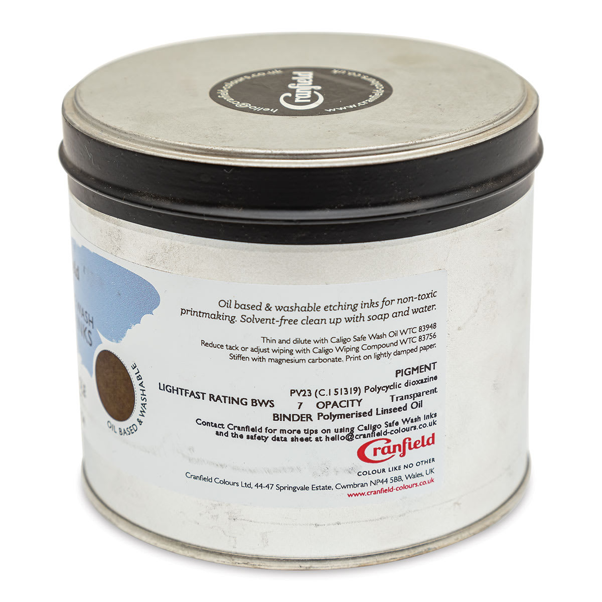 Cranfield Caligo Safe Wash Etching Ink - Carbazole Violet, 500 g Can - back