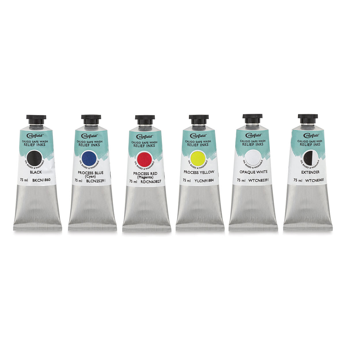 Cranfield Caligo Safe Wash Relief Ink - Set of 6, Assorted Colors, 75 ml, Tubes Cranfield Caligo Safe Wash Relief Ink - Set of 6, Assorted Colors, 75 ml, Tubes