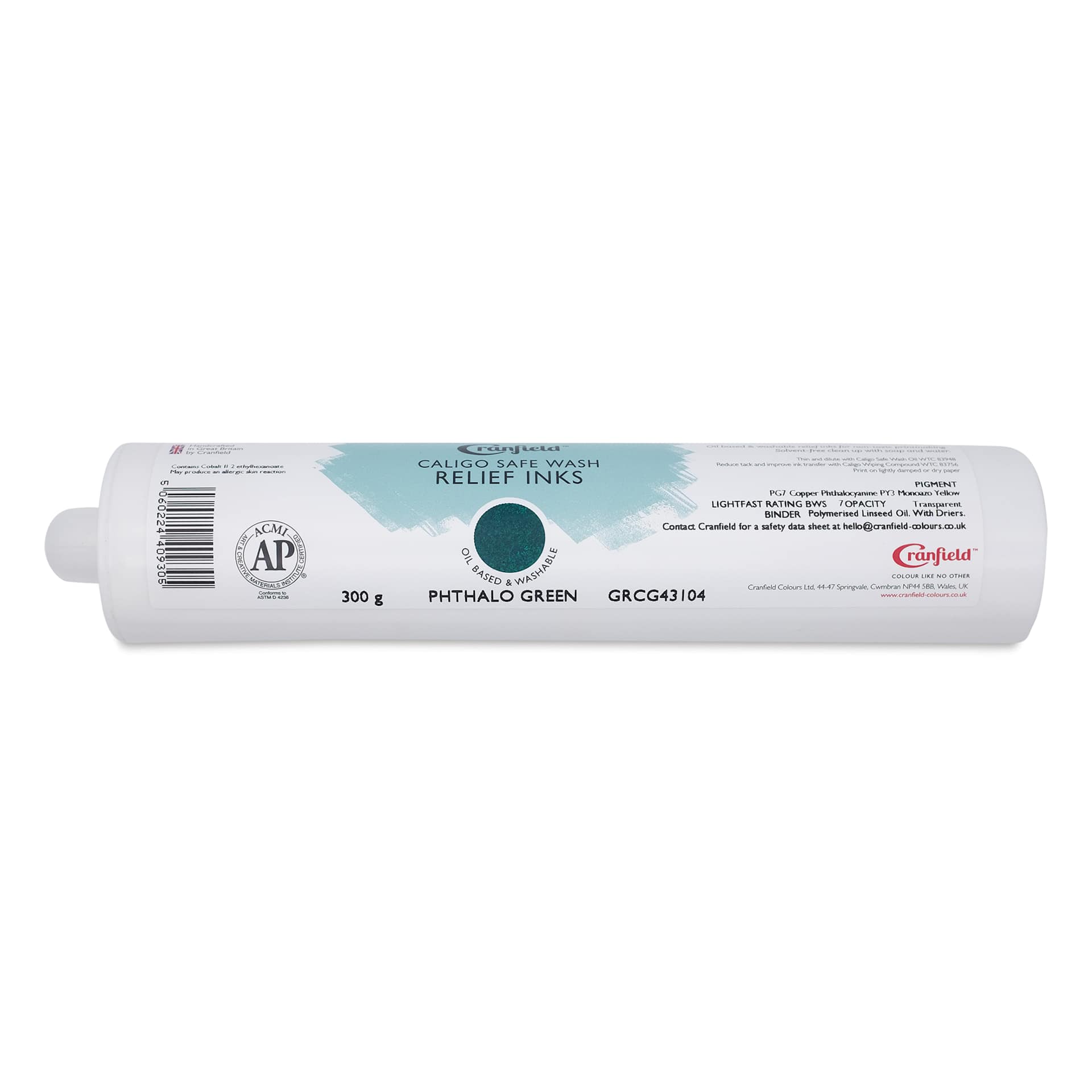 Cranfield Caligo Safe Wash Relief Ink Cartridge - Phthalo Green, 300 g