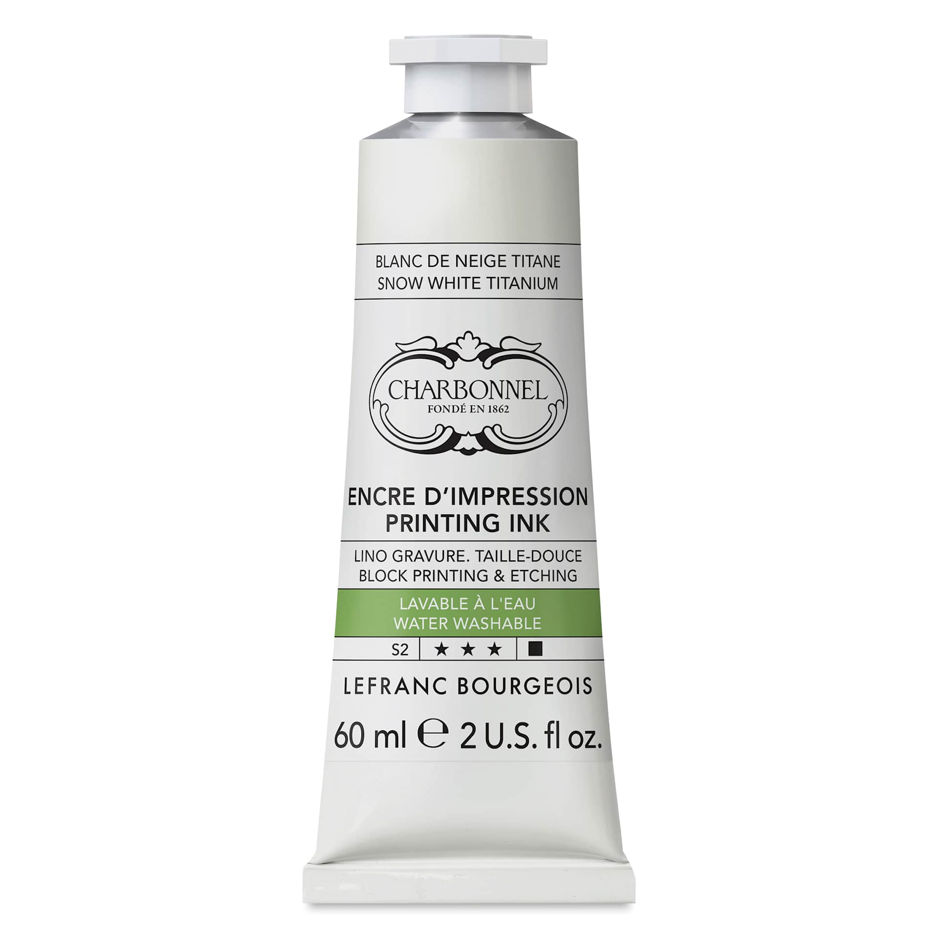 Charbonnel Water Washable Printing Ink - Snow White Titanium, 60 ml