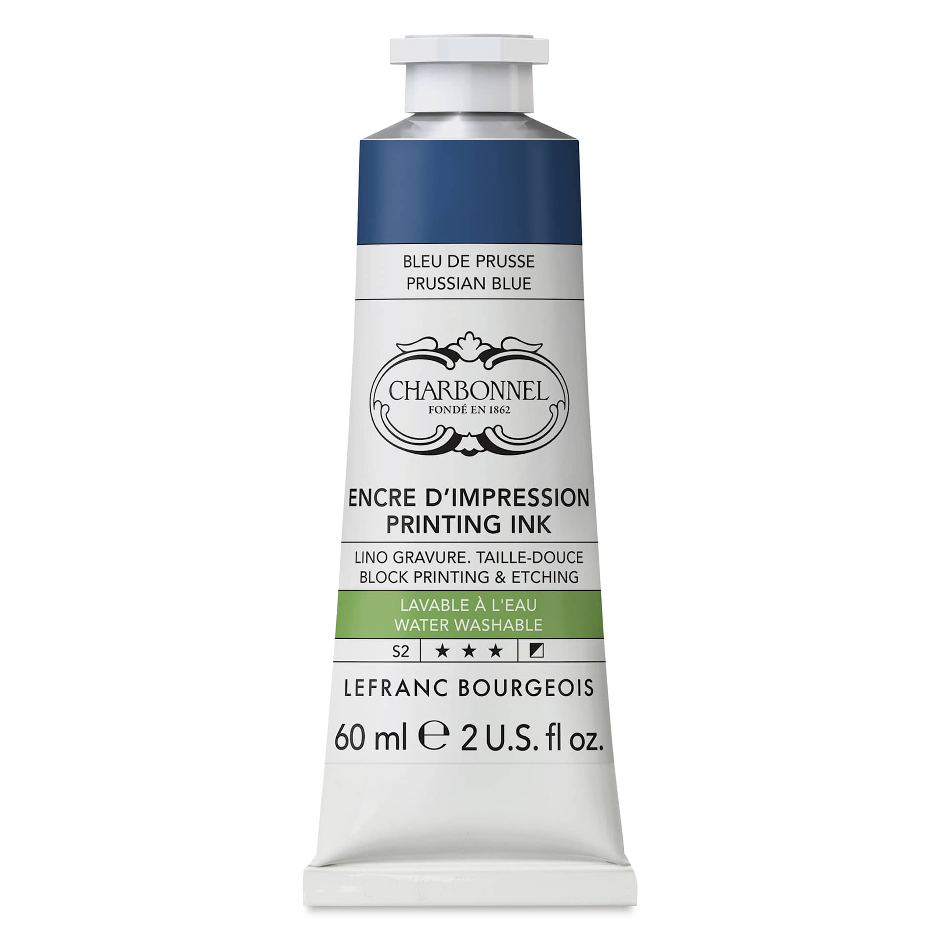 Charbonnel Water Washable Printing Ink - Prussian Blue, 60 ml