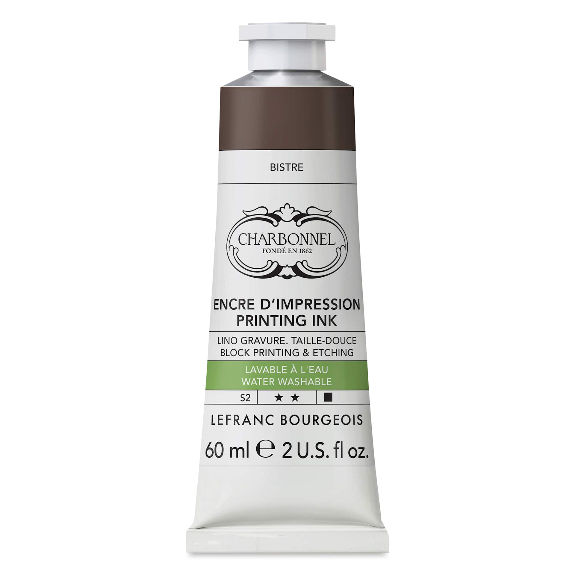 Charbonnel Water Washable Printing Ink - Bistre, 60 ml