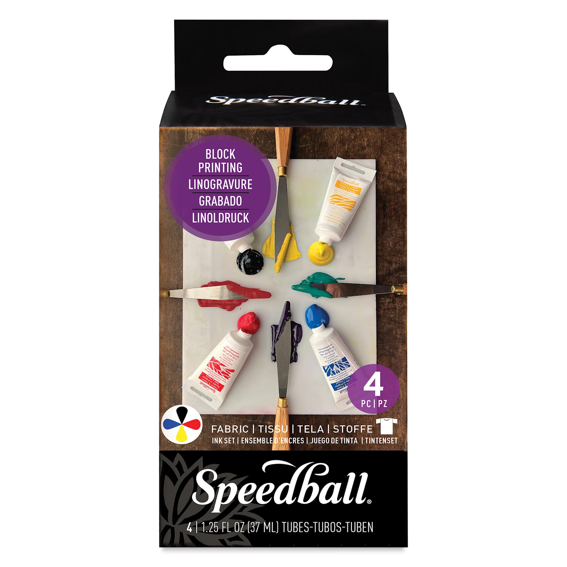 Speedball Fabric and Paper Block Printing Set - Set of 4, front view