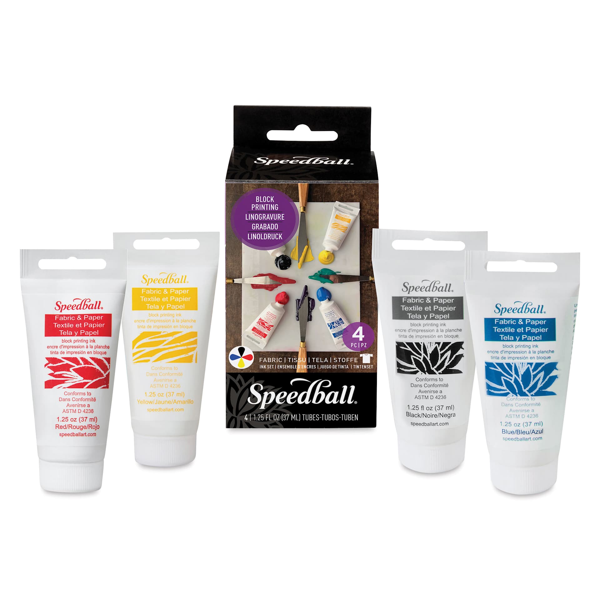Speedball Fabric and Paper Block Printing Set - Set of 4, contents