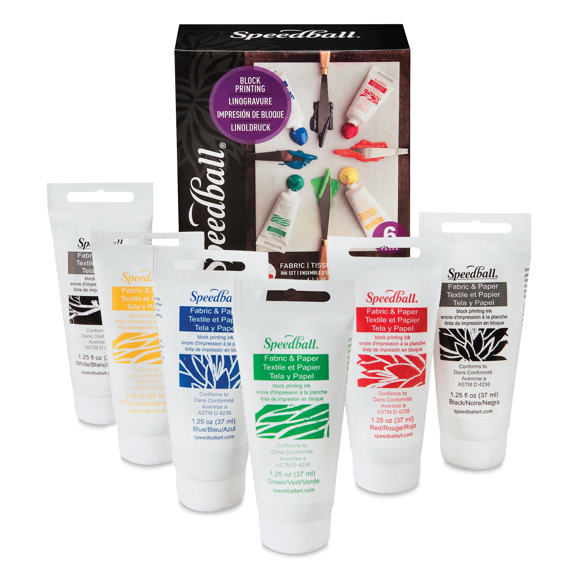 Speedball Ultimate Fabric and Paper Block Printing Kit - Set of 6, contents
