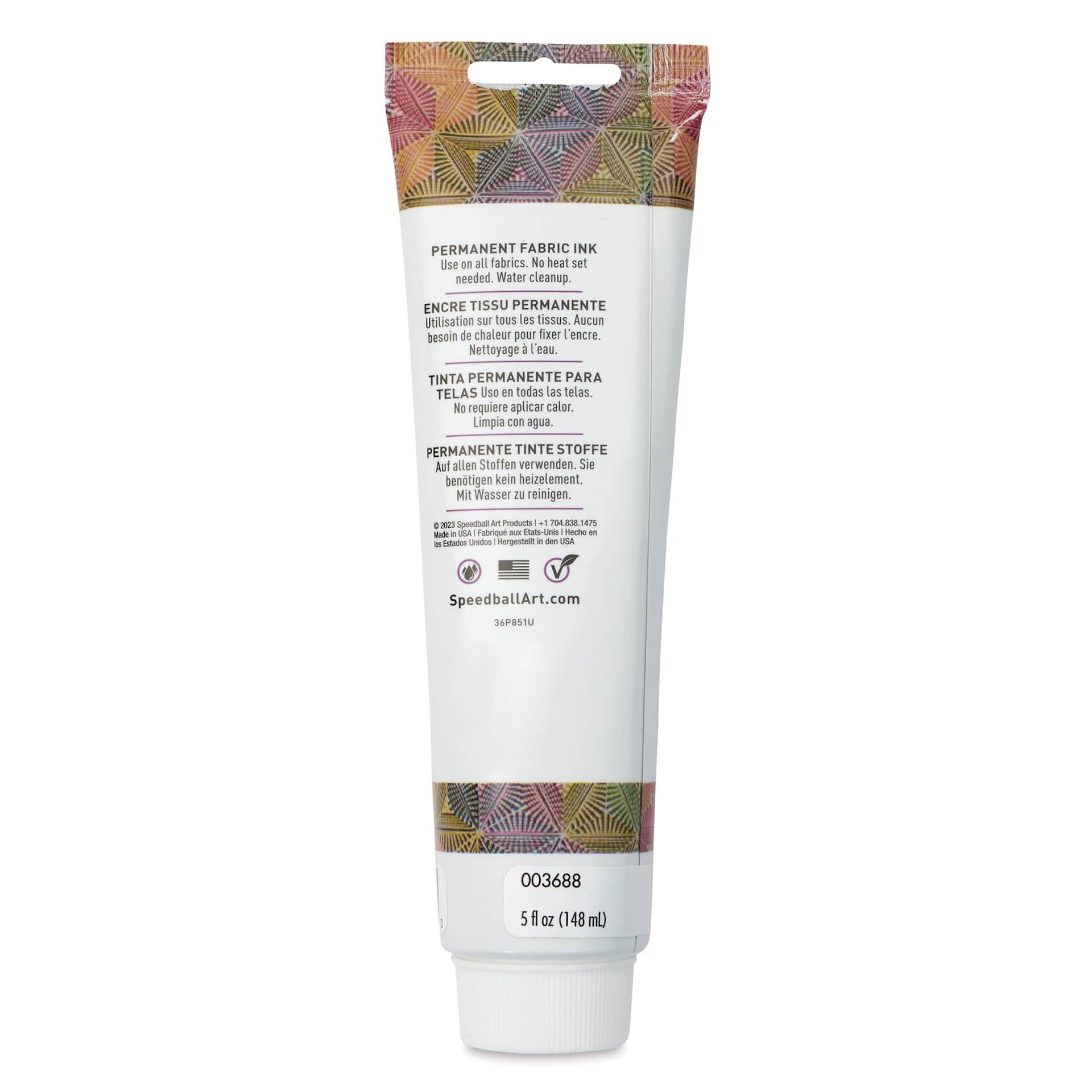 Speedball Fabric and Paper Block Printing Ink - Cornsilk, 5 oz, back of tube