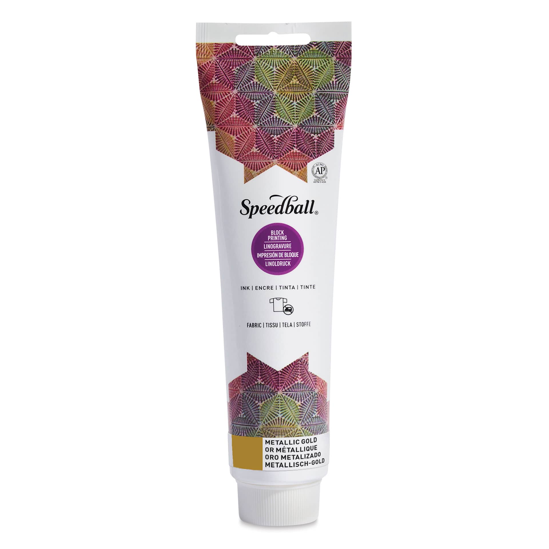 Speedball Fabric and Paper Block Printing Ink - Metallic Gold, 5 oz