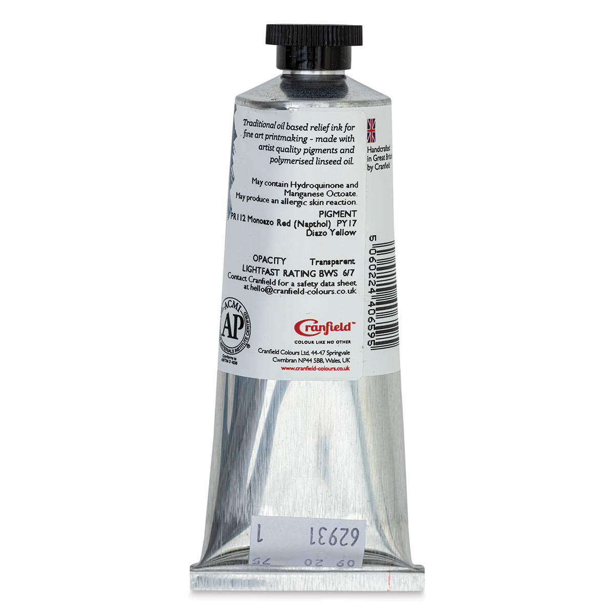 Cranfield Traditional Relief Ink - Scarlet Red, 75 ml - back