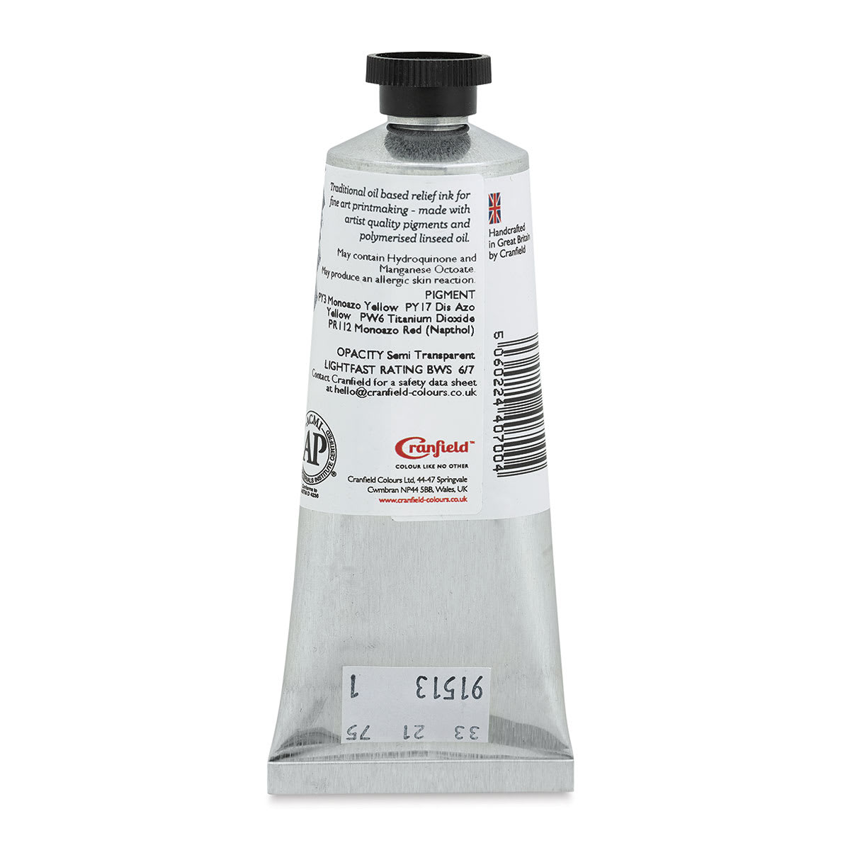 Cranfield Traditional Relief Ink - Primrose Yellow, 75 ml - back