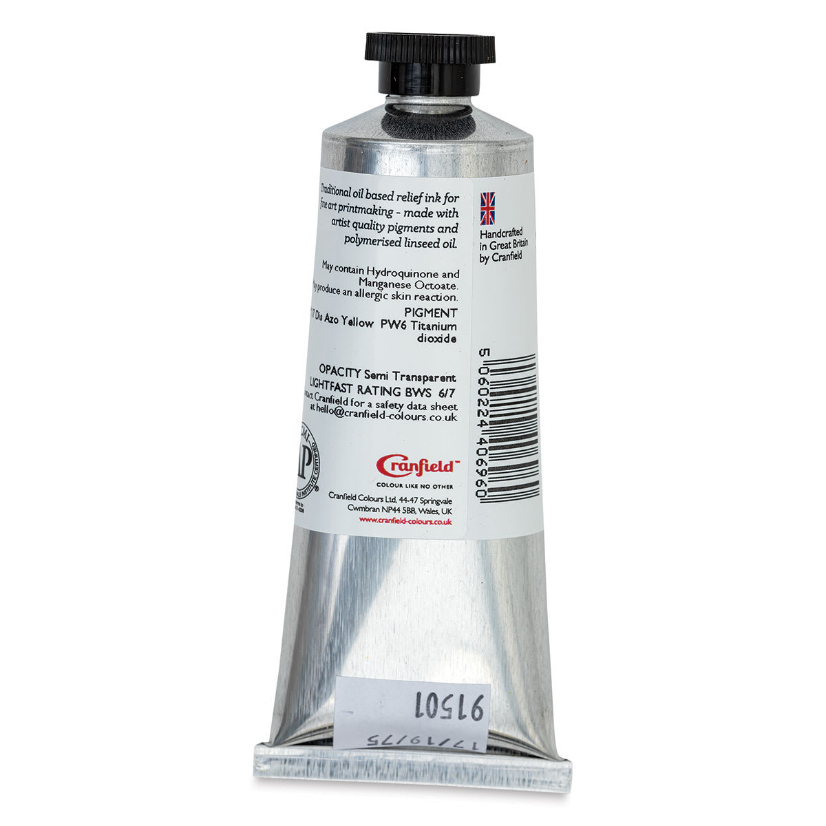 Cranfield Traditional Relief Ink - Light Chrome Yellow, 75 ml - back