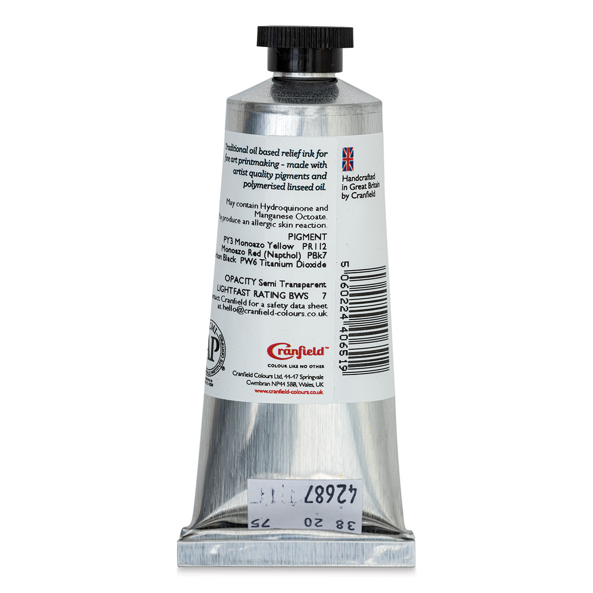 Cranfield Traditional Relief Ink - Olive Green, 75 ml - back