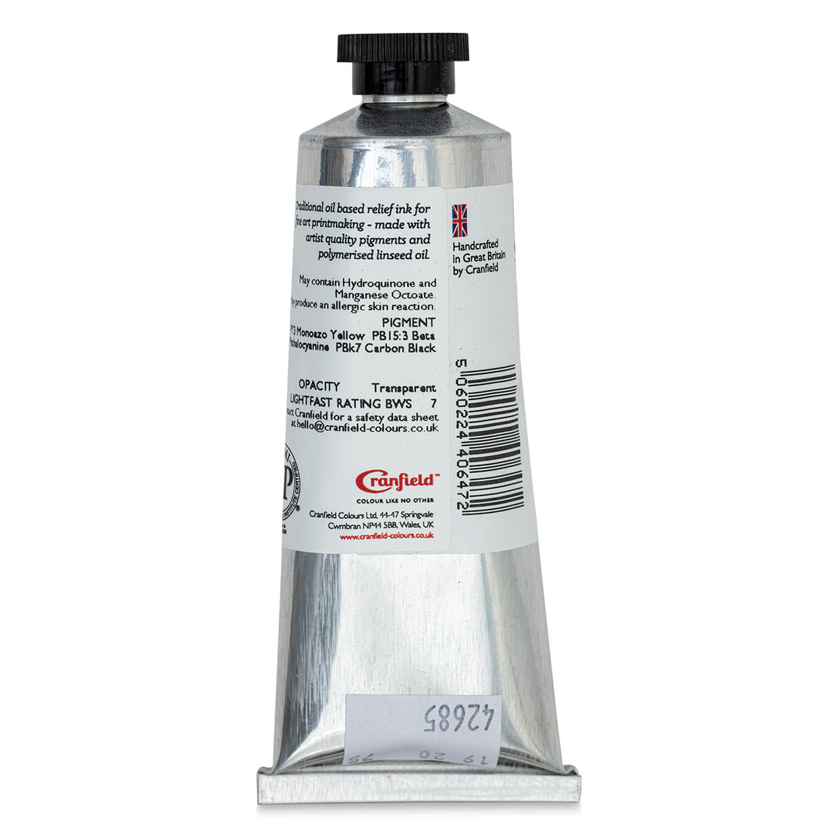 Cranfield Traditional Relief Ink - Green Earth, 75 ml - back