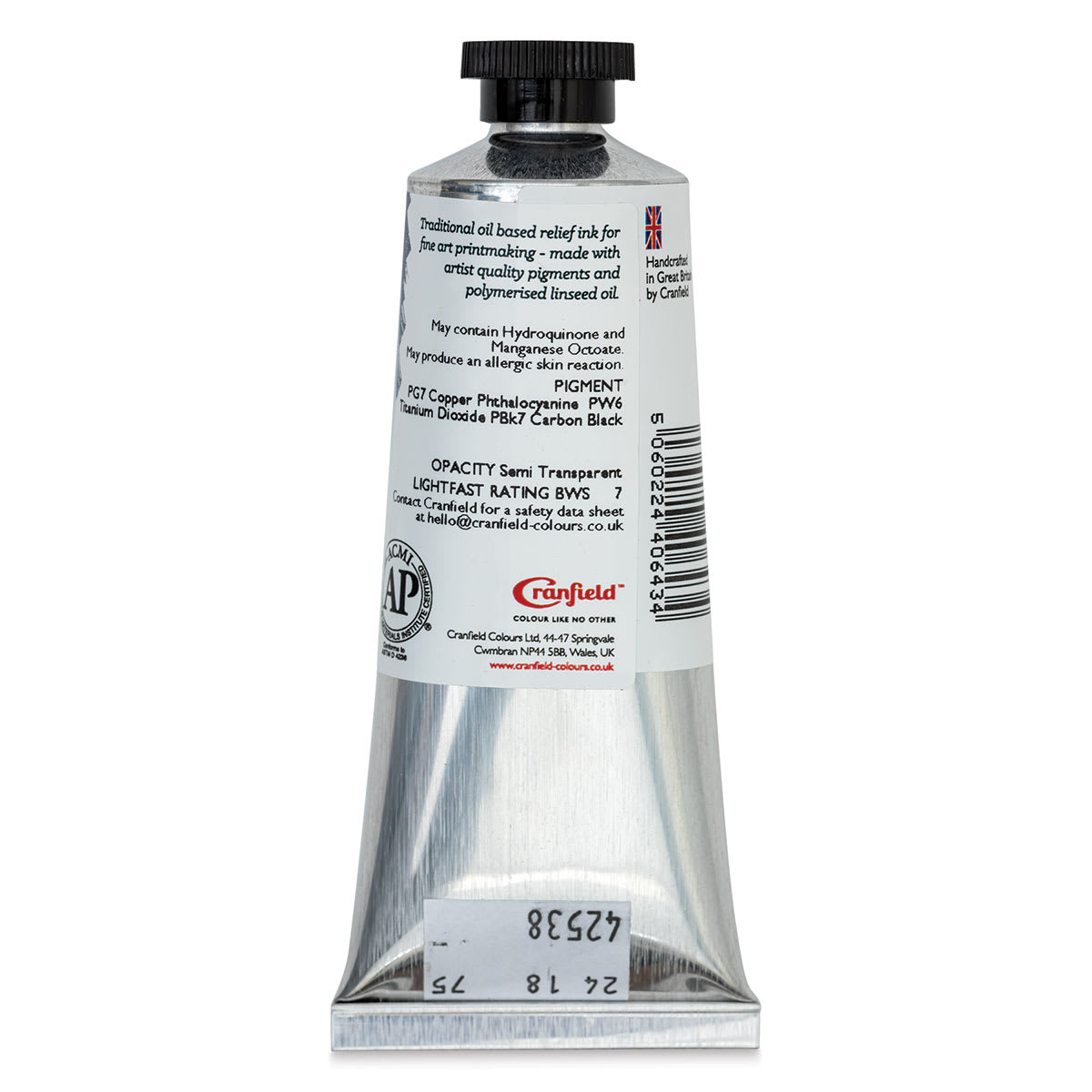 Cranfield Traditional Relief Ink - Viridian Green, 75 ml - back