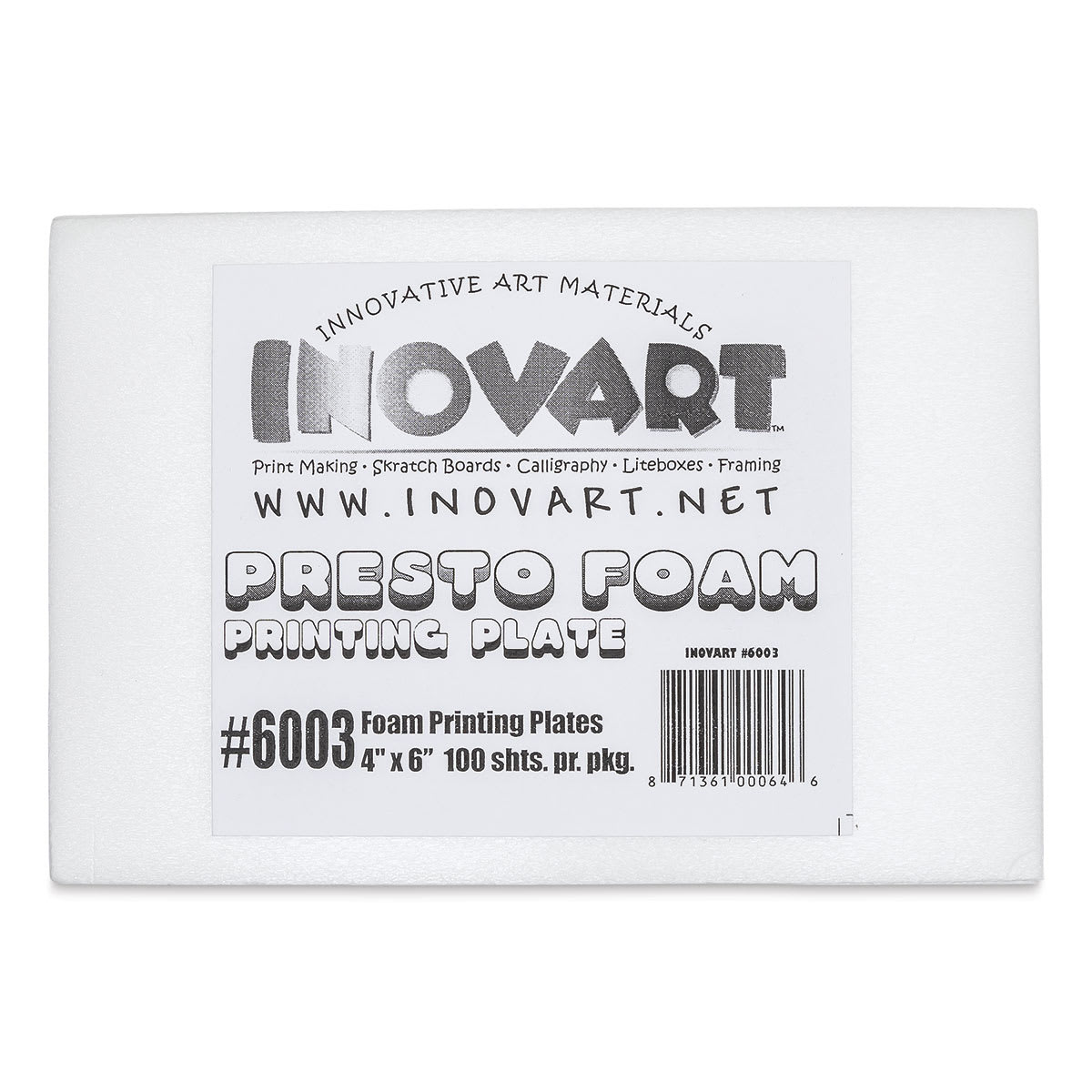 Inovart Printfoam for Block Printing - Pkg of 100, 4" x 6" - front of packaging