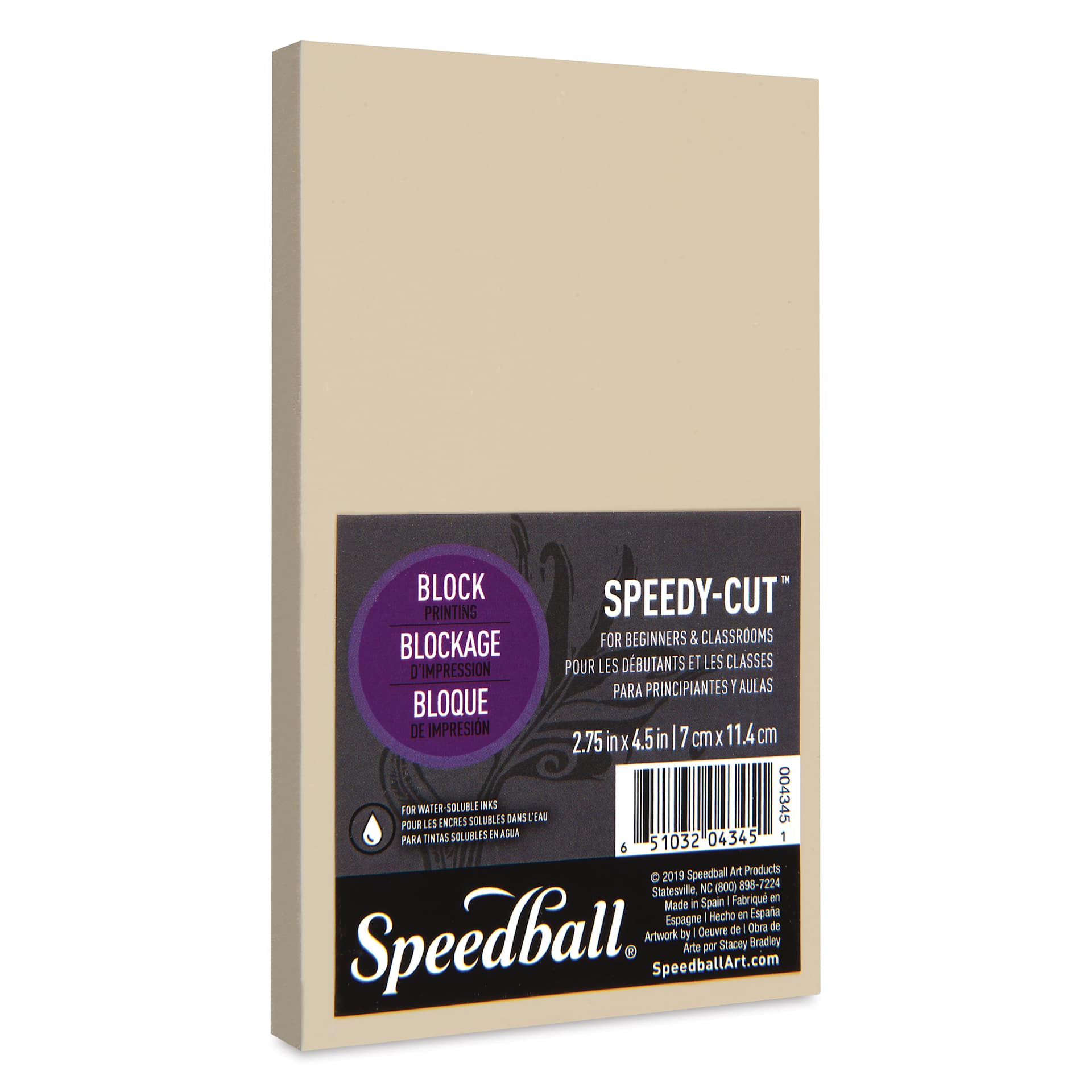 Speedball Speedy-Cut Carving Block - 2 3/4" x 4 1/2" - angled view from front