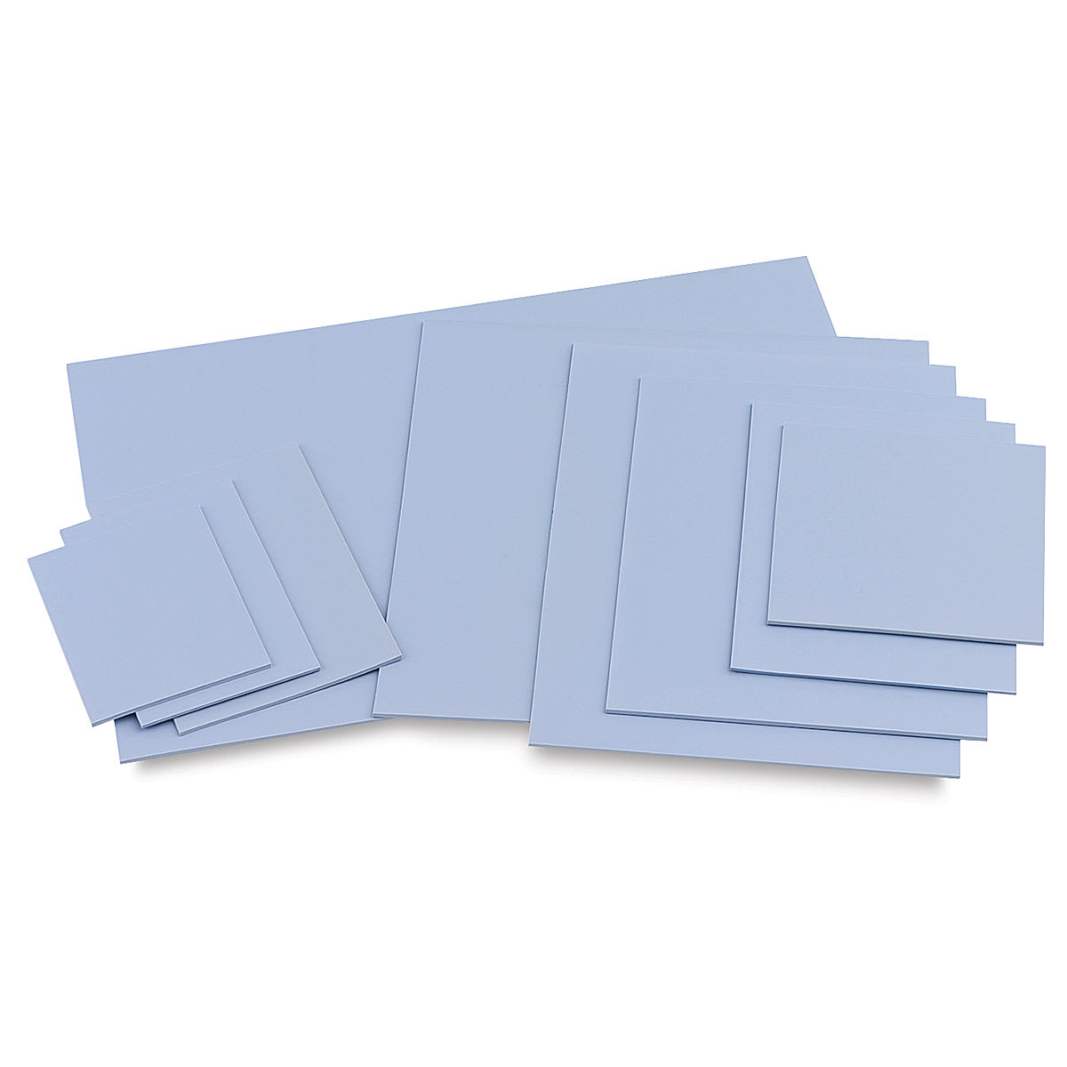 Blick Blue Easy-To-Cut - Top view of various sizes of sheets