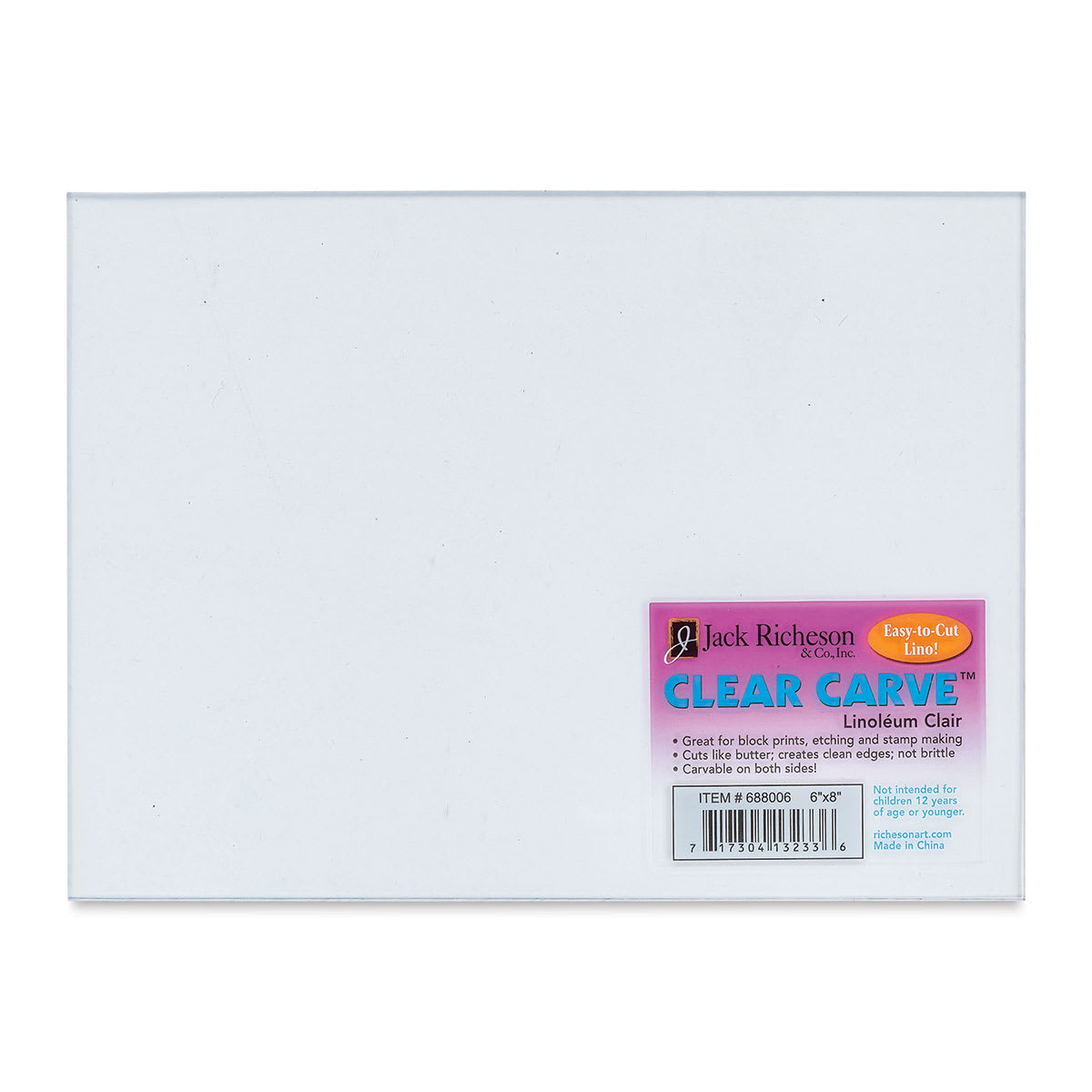 Richeson Clear Carve Linoleum - Piece, 6" x 8" - front of packaging