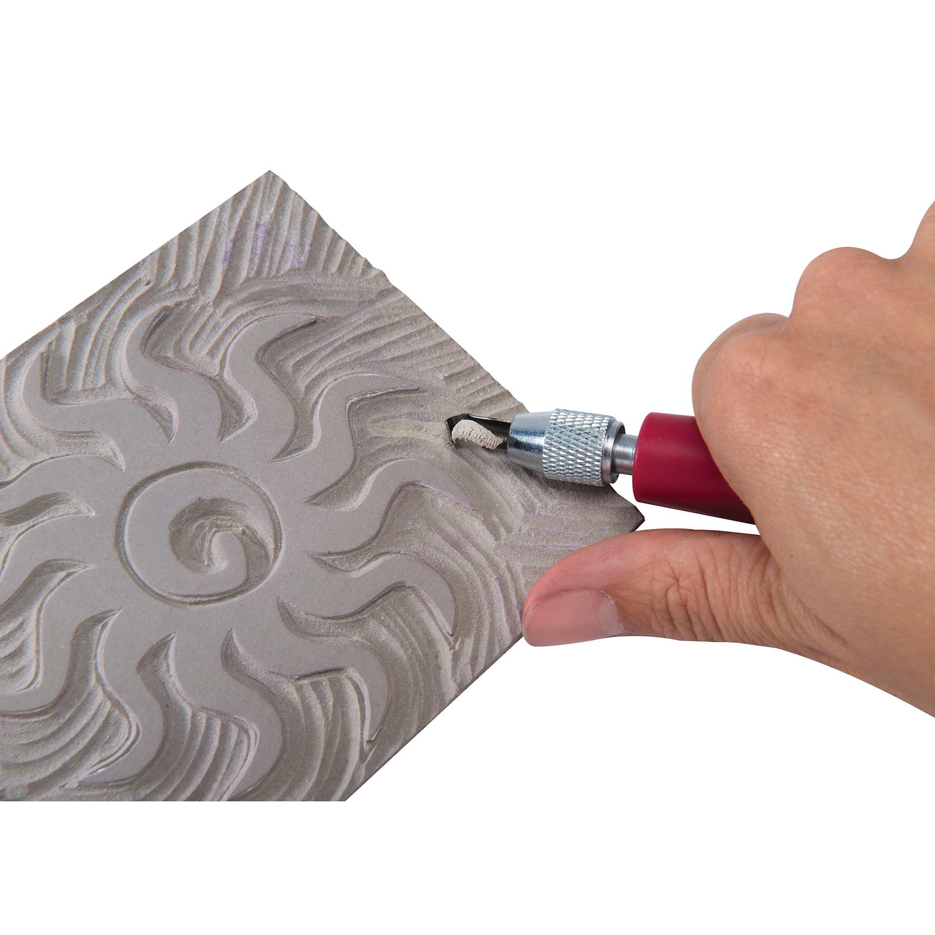 Speedball Red Baron Unmounted Linoleum Sheets, carved sun design