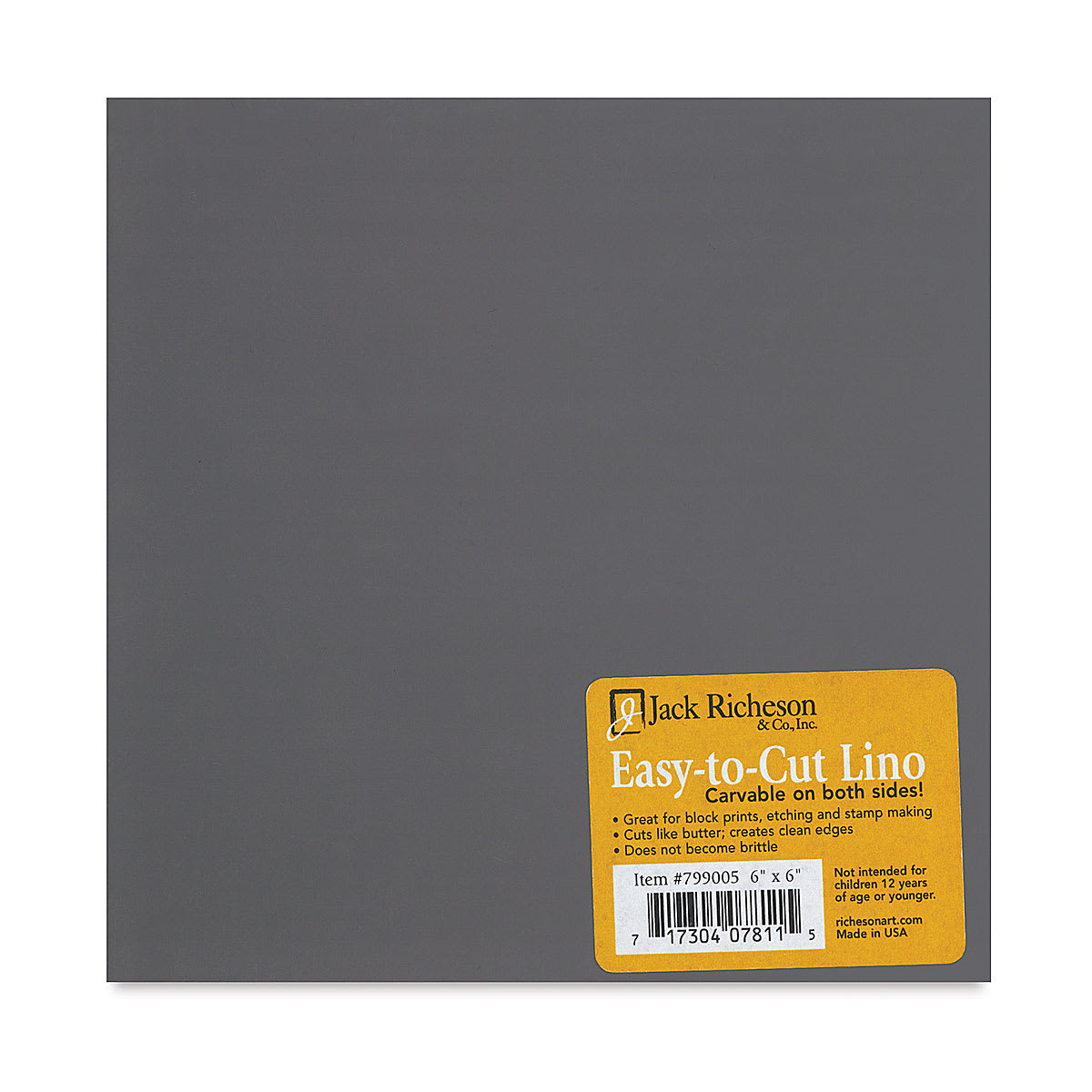 Richeson Unmounted Easy-to-Cut Linoleum - Front view of 6" square block