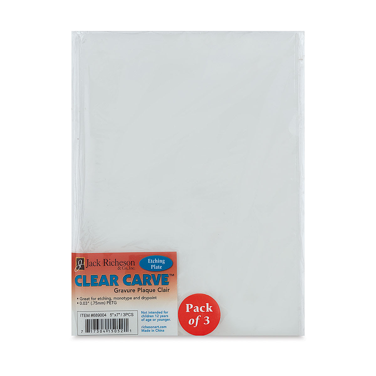 Richeson Clear Carve Etching Plates - 5" x 7", Pkg of 3 - front of packaging