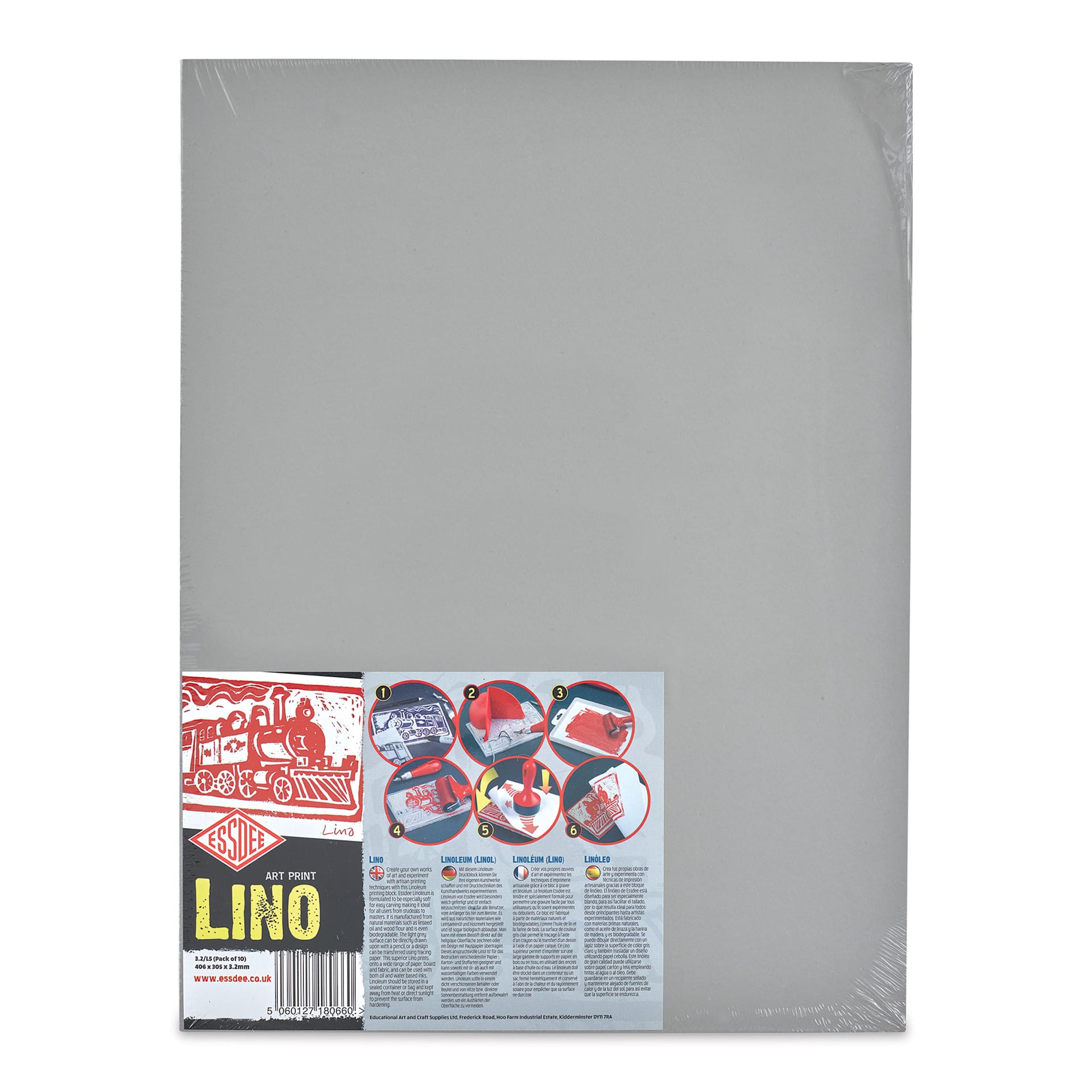 Essdee Lino Blocks - 12" x 16", Unmounted, Pkg of 10, front of packaging