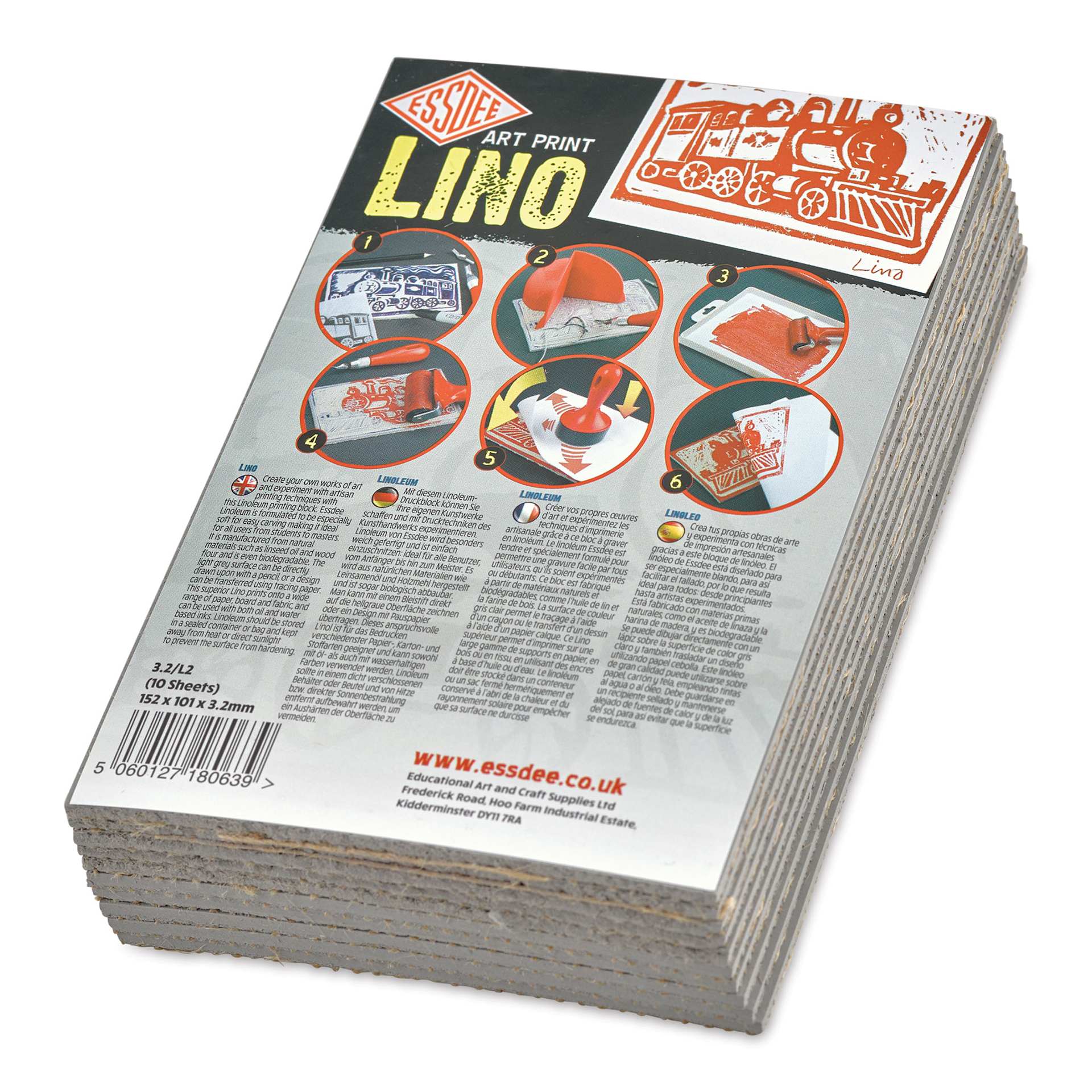 Essdee Lino Blocks - 6" x 4", Unmounted, Pkg of 10, in packaging