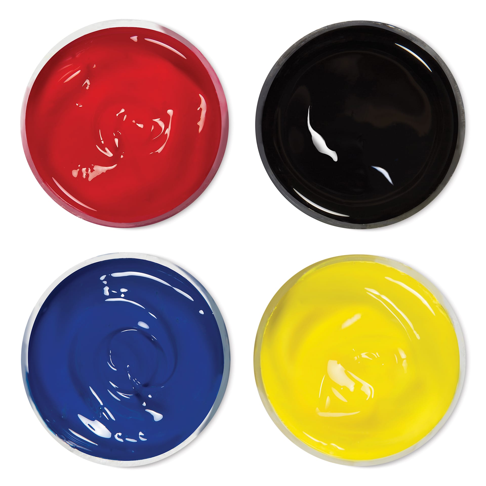 Speedball Fabric Screen Printing Ink - Basic Colors, Set of 4, 4 oz, Jars showing included colors