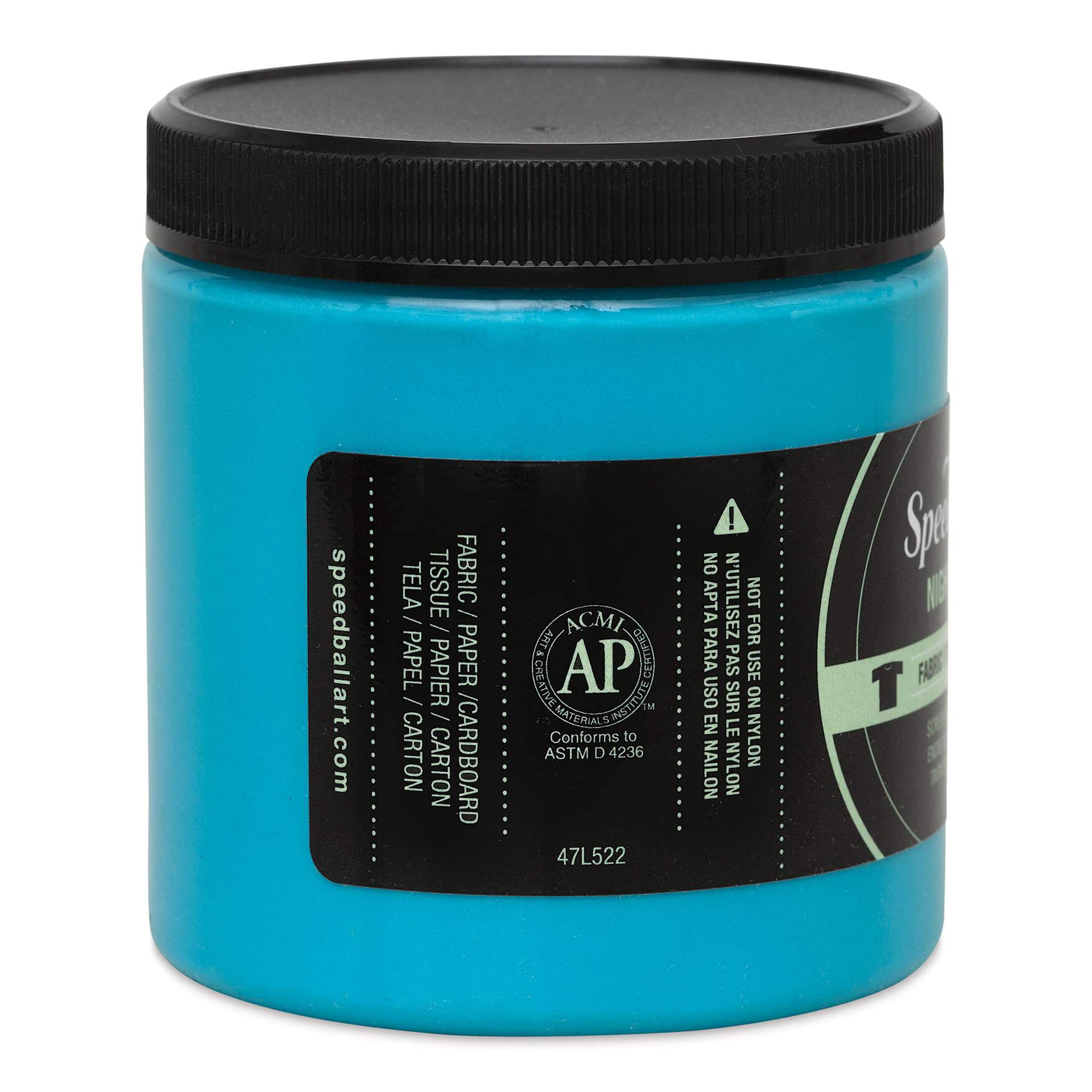 Speedball Night Glo Fabric Screen Printing Ink - Blue, 8 oz, Jar (Left side of label)
