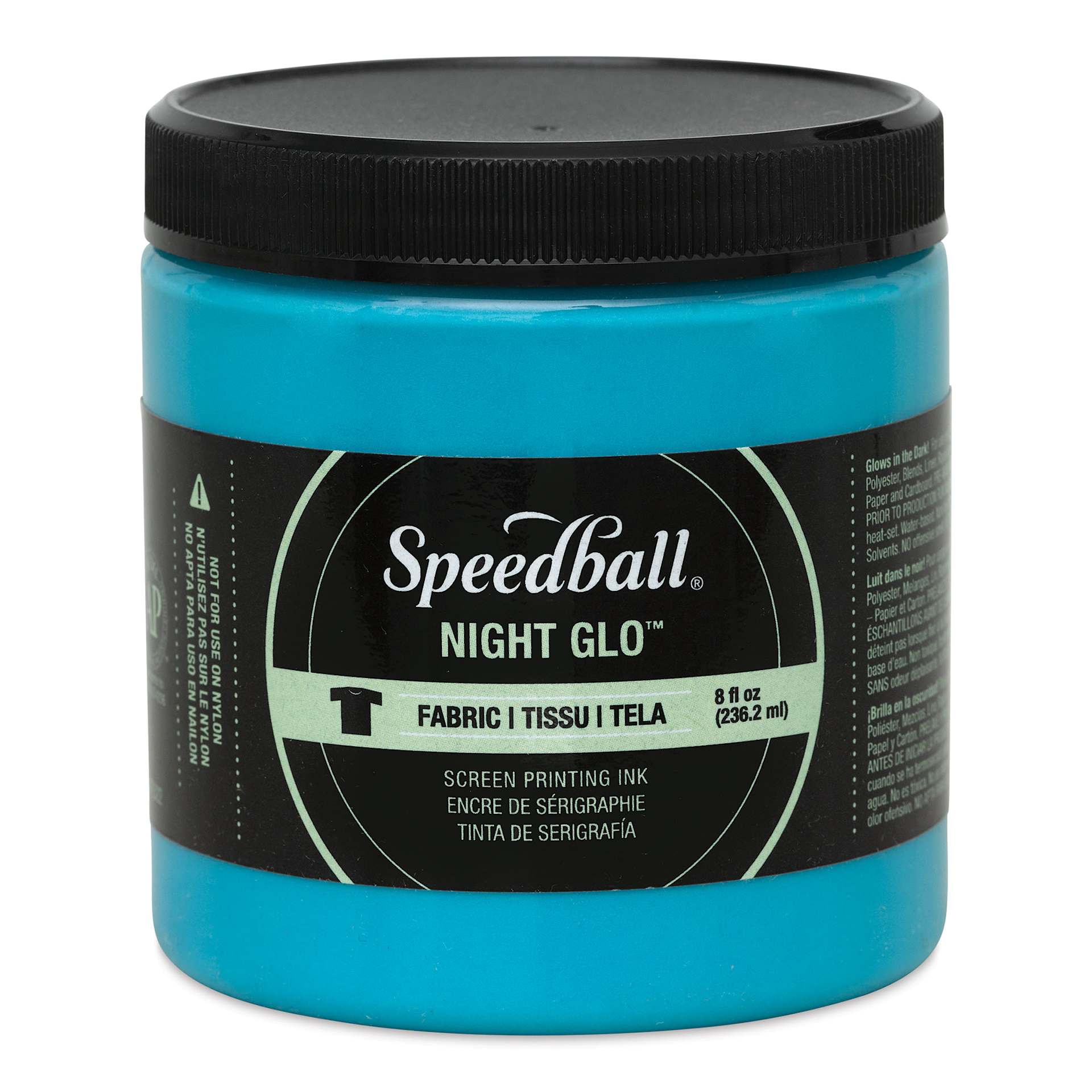 Speedball Night Glo Fabric Screen Printing Ink - Blue, 8 oz, Jar (Front)