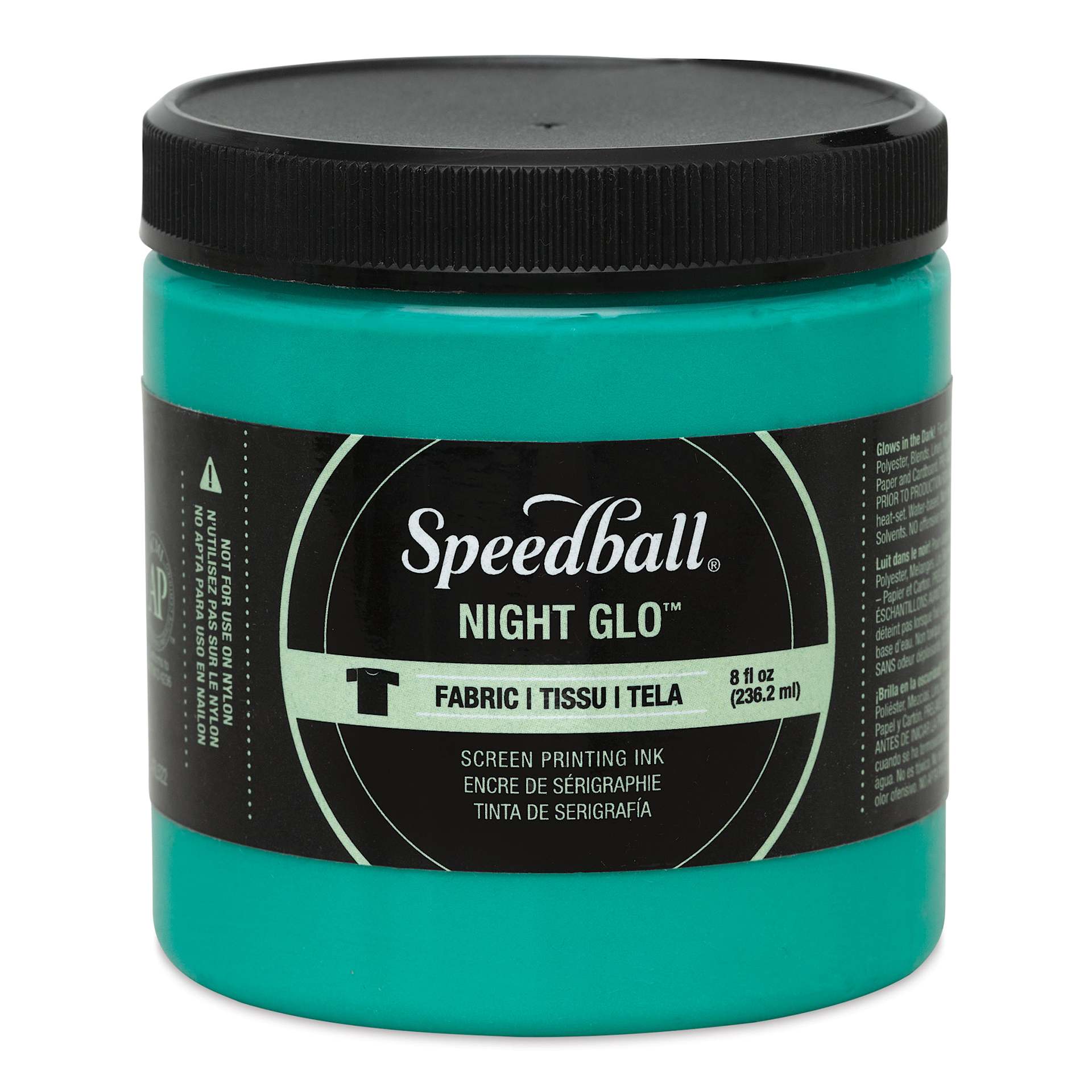 Speedball Night Glo Fabric Screen Printing Ink - Green, 8 oz, Jar (Front)