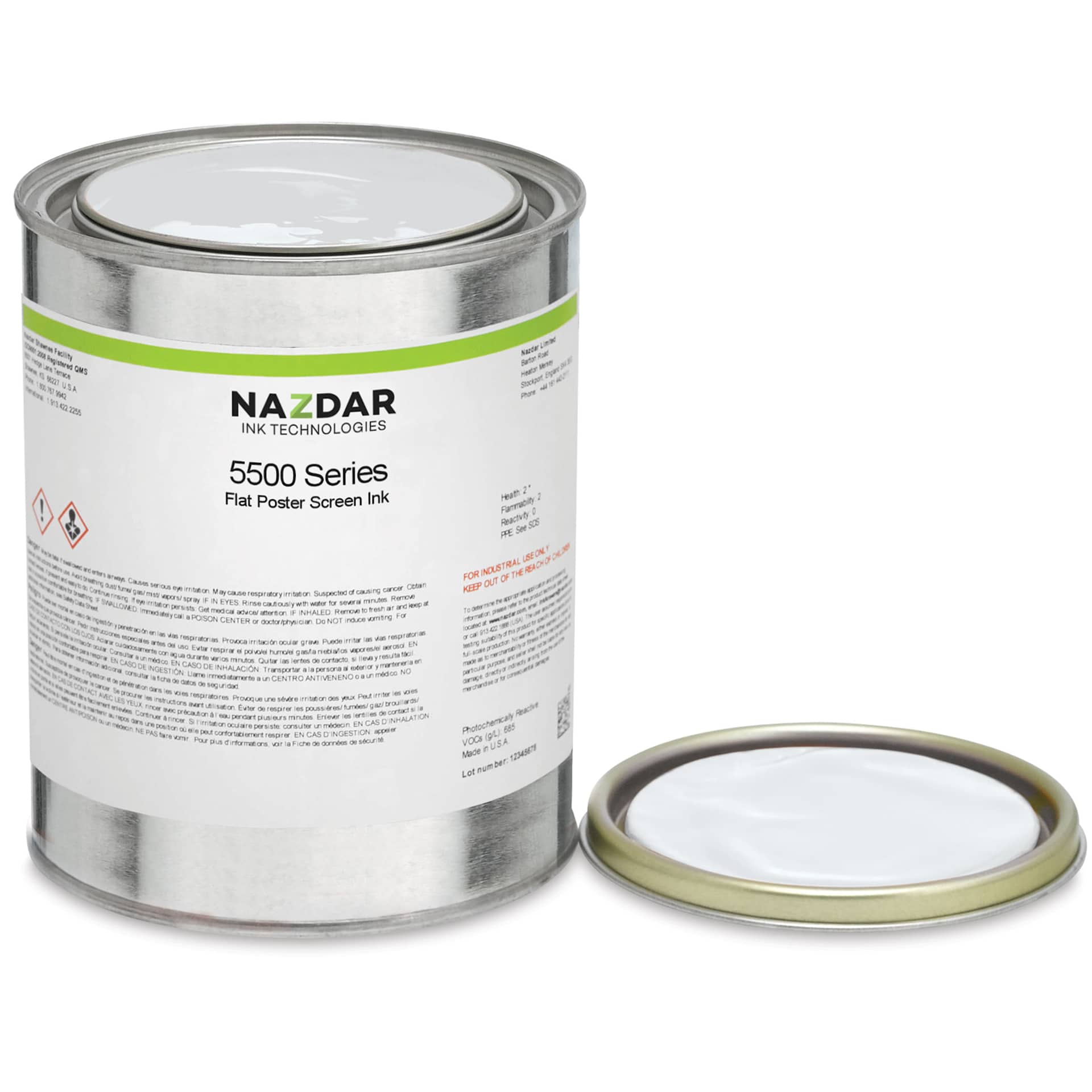 Nazdar 5500 Series Flat Poster Screen Ink - Opaque White, Gallon