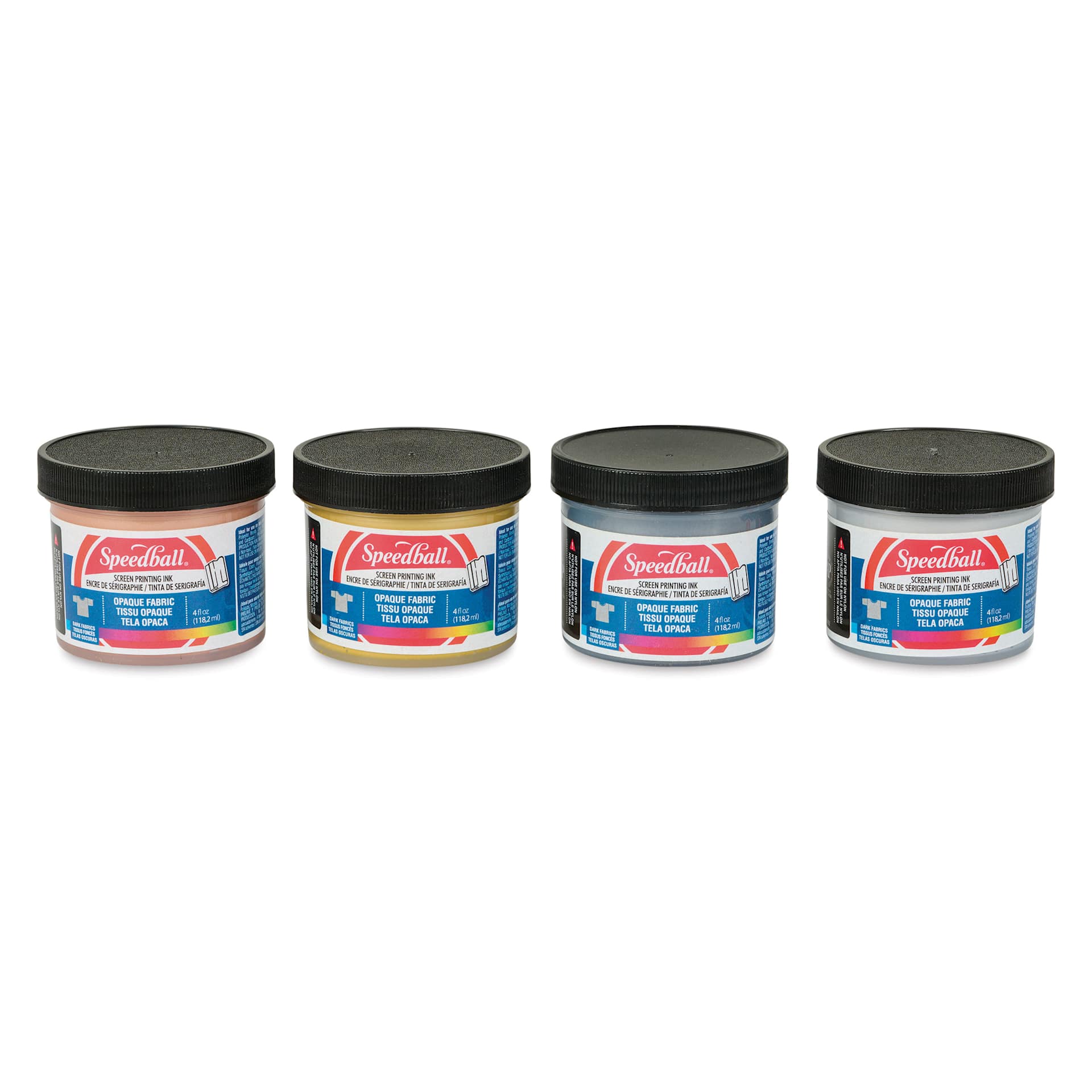 Speedball Fabric Screen Printing Ink - Metallized Glimmer (Opaque), 4 oz, Set of 4