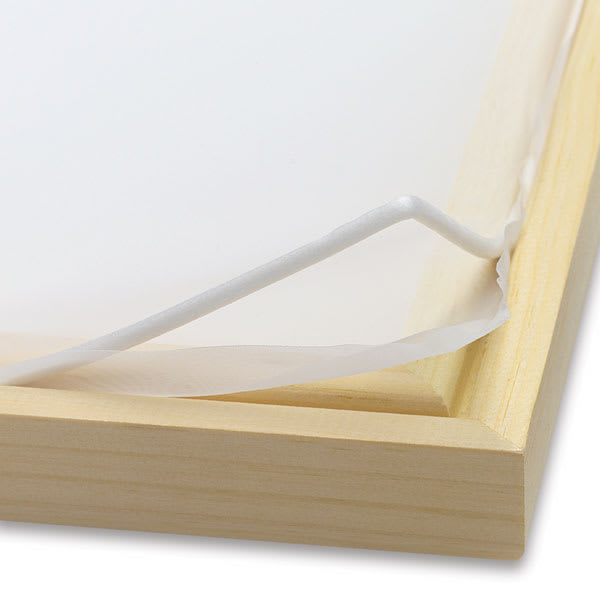 Blick Cord-Stretched Frame with 110 Monofilament Polyester Mesh - Closeup of corner showing mesh and cord