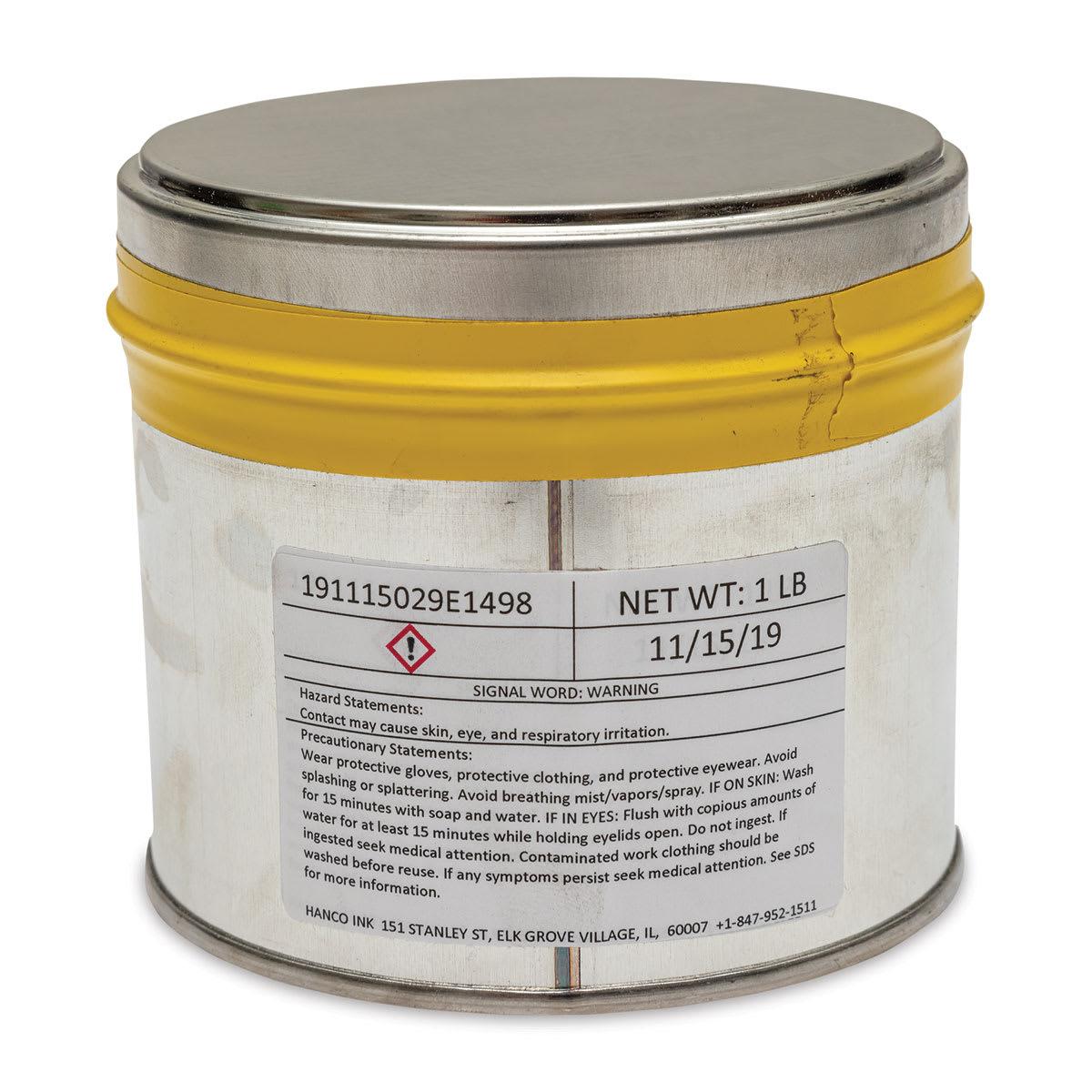 Hanco Oil Based Etching Ink - 1 lb, Lemon Yellow - back