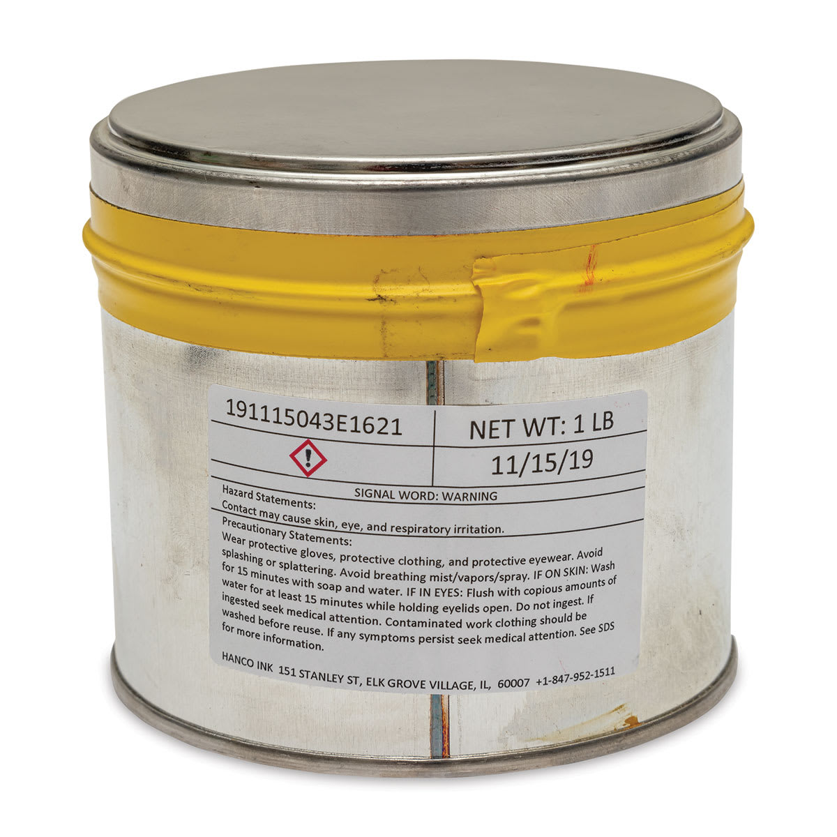 Hanco Oil Based Etching Ink - 1 lb, Yellow Ochre - back