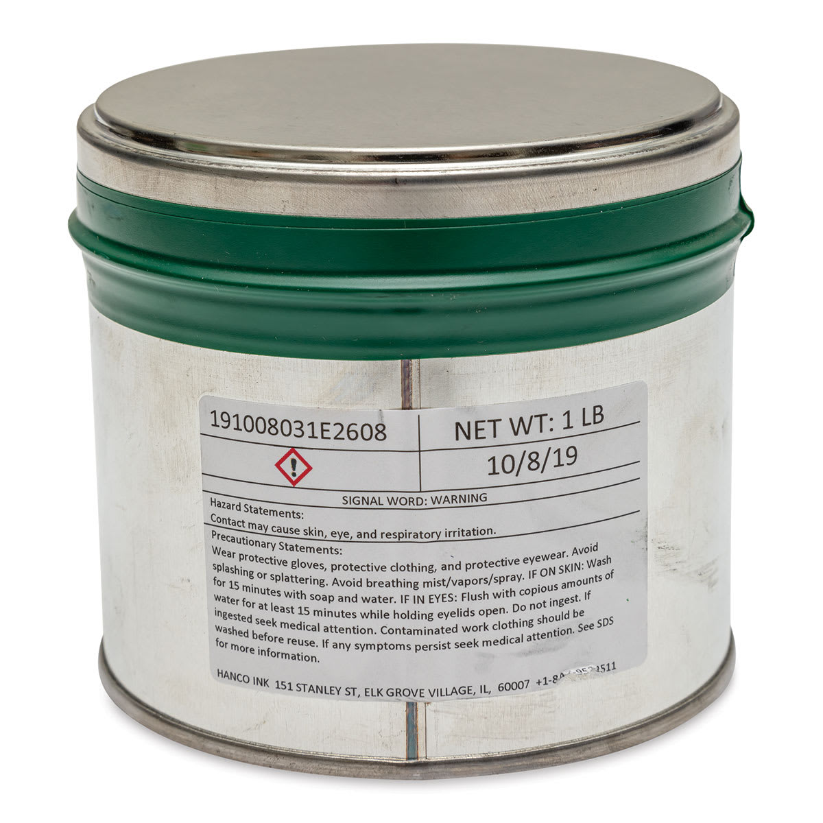 Hanco Oil Based Etching Ink - 1 lb, Medium Green - back